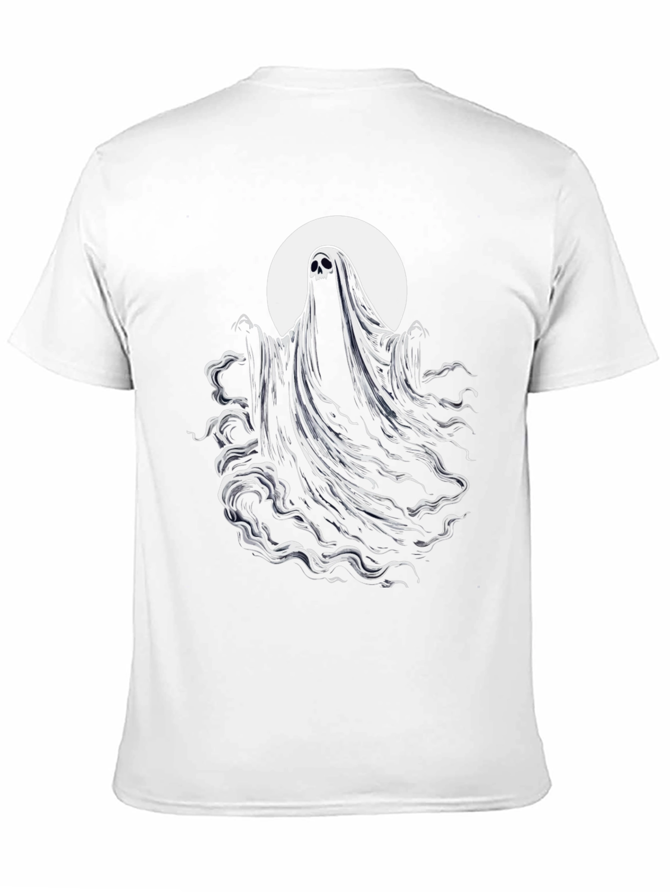 Spooky Ghost Graphic Tee - Black Cotton Blend Shirt
