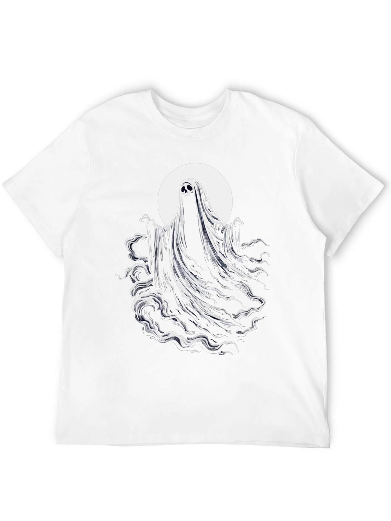 Spooky Ghost Graphic Tee - Black Cotton Blend Shirt