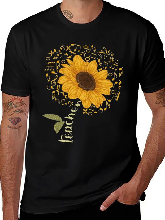 Teacher Sunflower Music Note T-Shirt