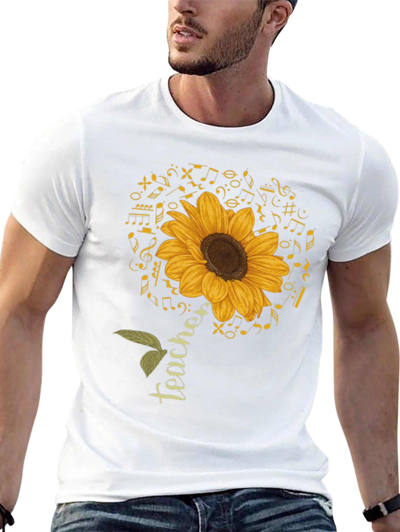 Teacher Sunflower Music Note T-Shirt