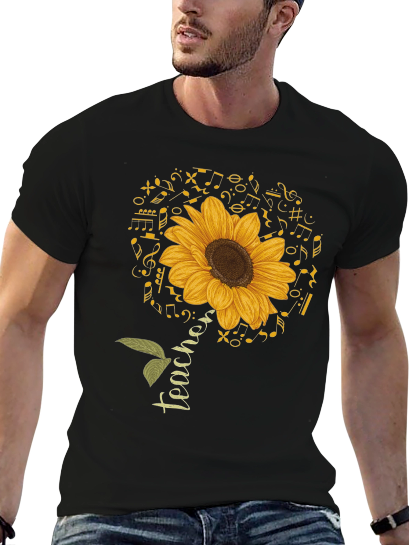 Teacher Sunflower Music Note T-Shirt