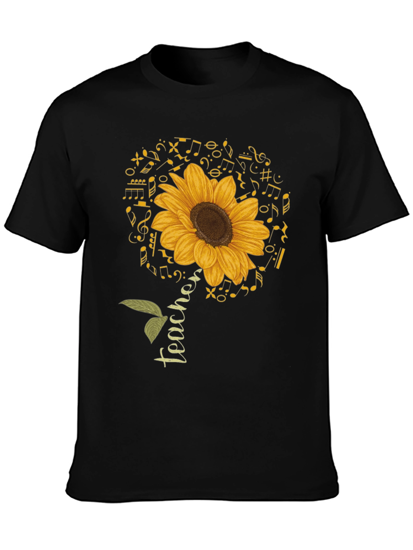 Teacher Sunflower Music Note T-Shirt