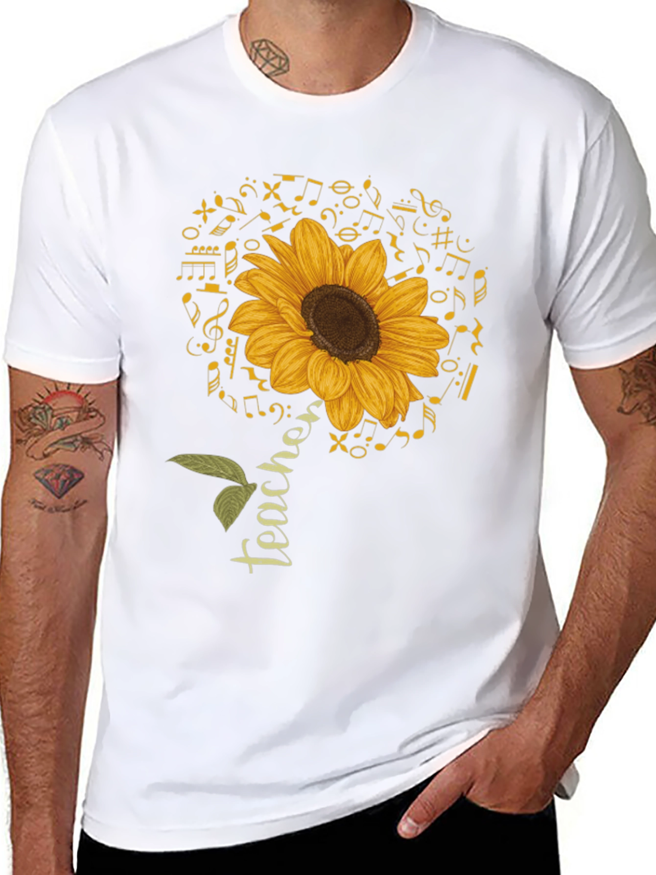 Teacher Sunflower Music Note T-Shirt