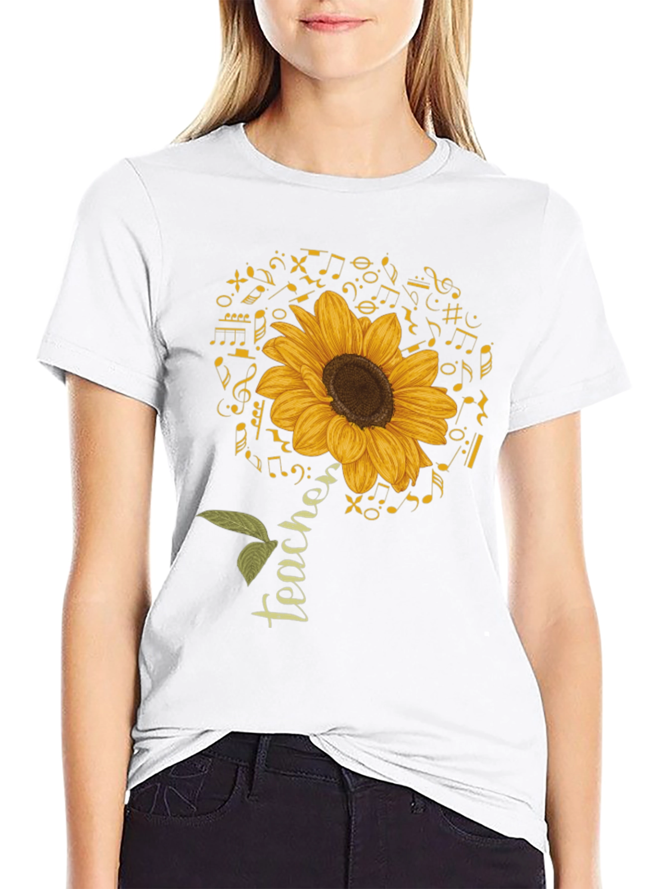 Teacher Sunflower Music Note T-Shirt