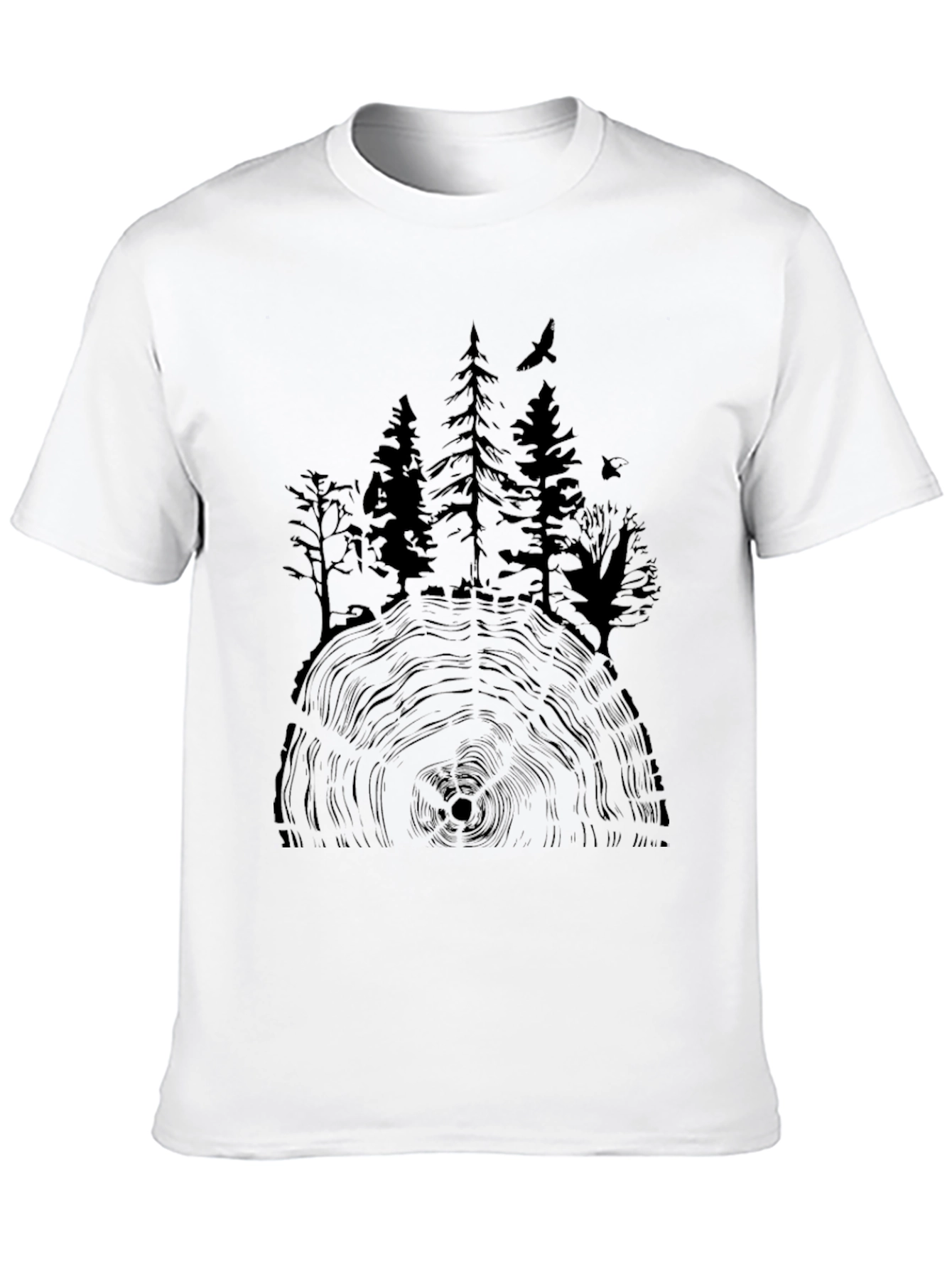 Natures Rings Tee: Tree Silhouette on Black Cotton