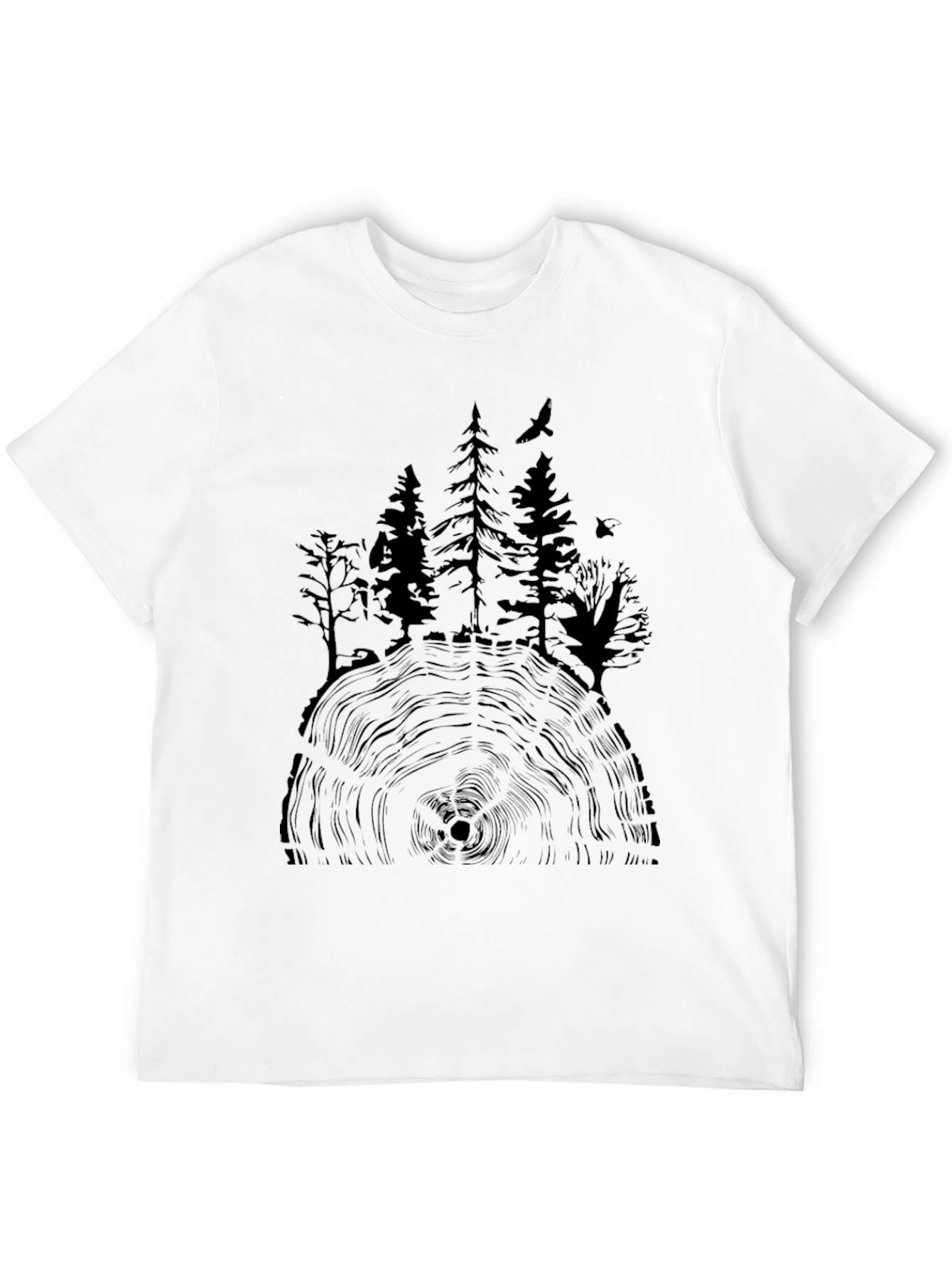 Natures Rings Tee: Tree Silhouette on Black Cotton