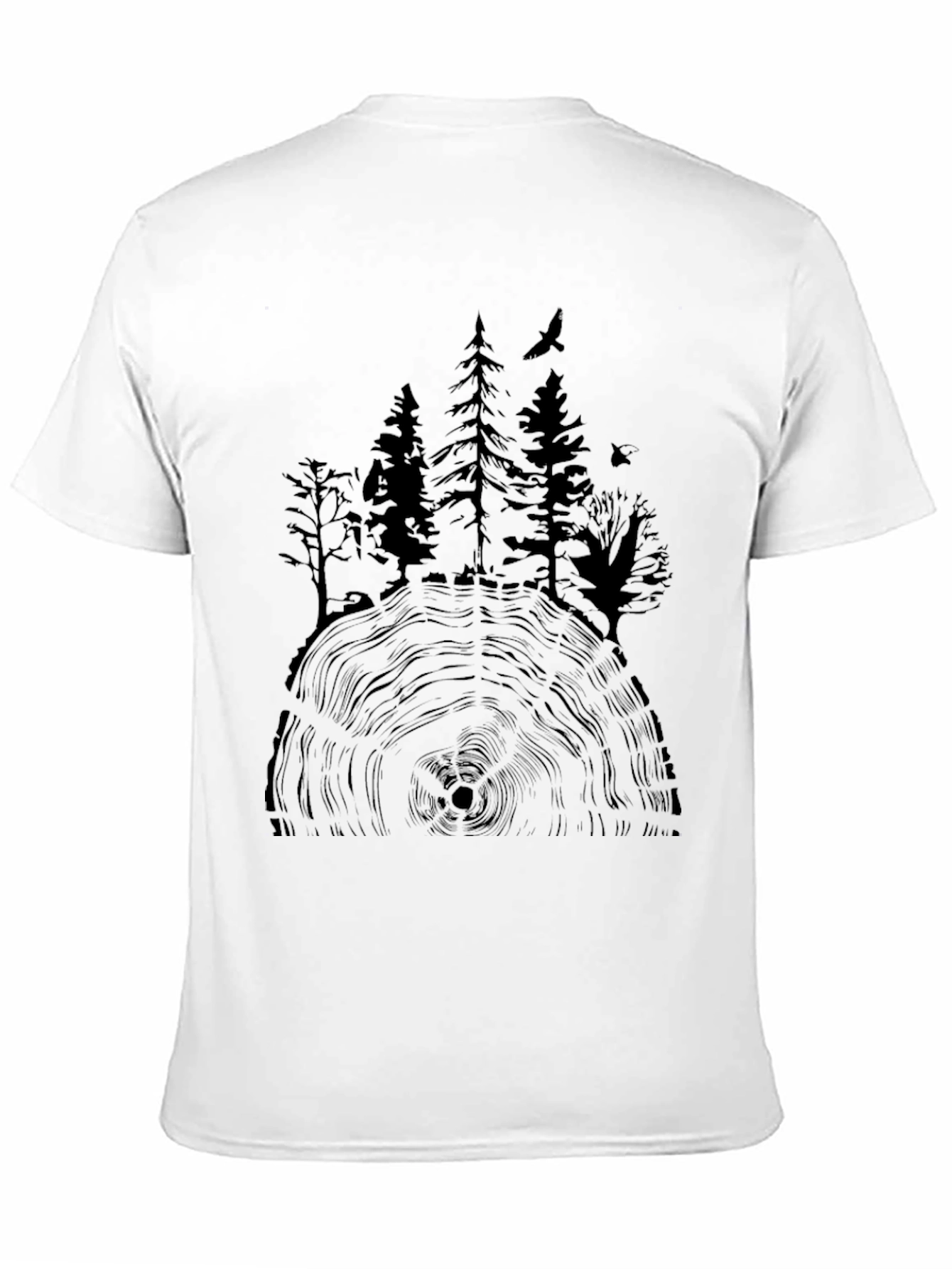 Natures Rings Tee: Tree Silhouette on Black Cotton