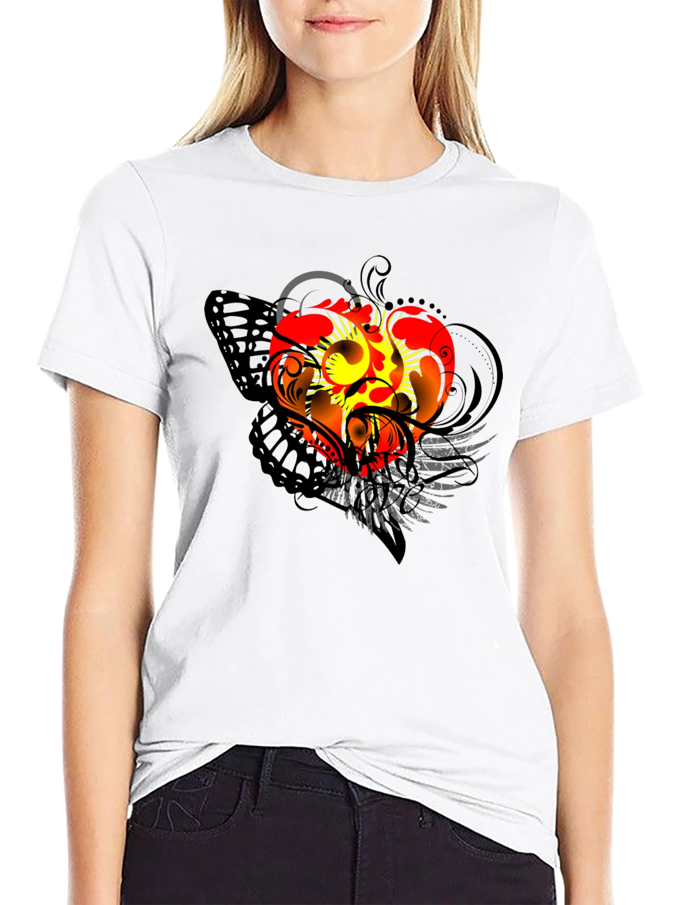 Winged Heart Graphic Black T-Shirt
