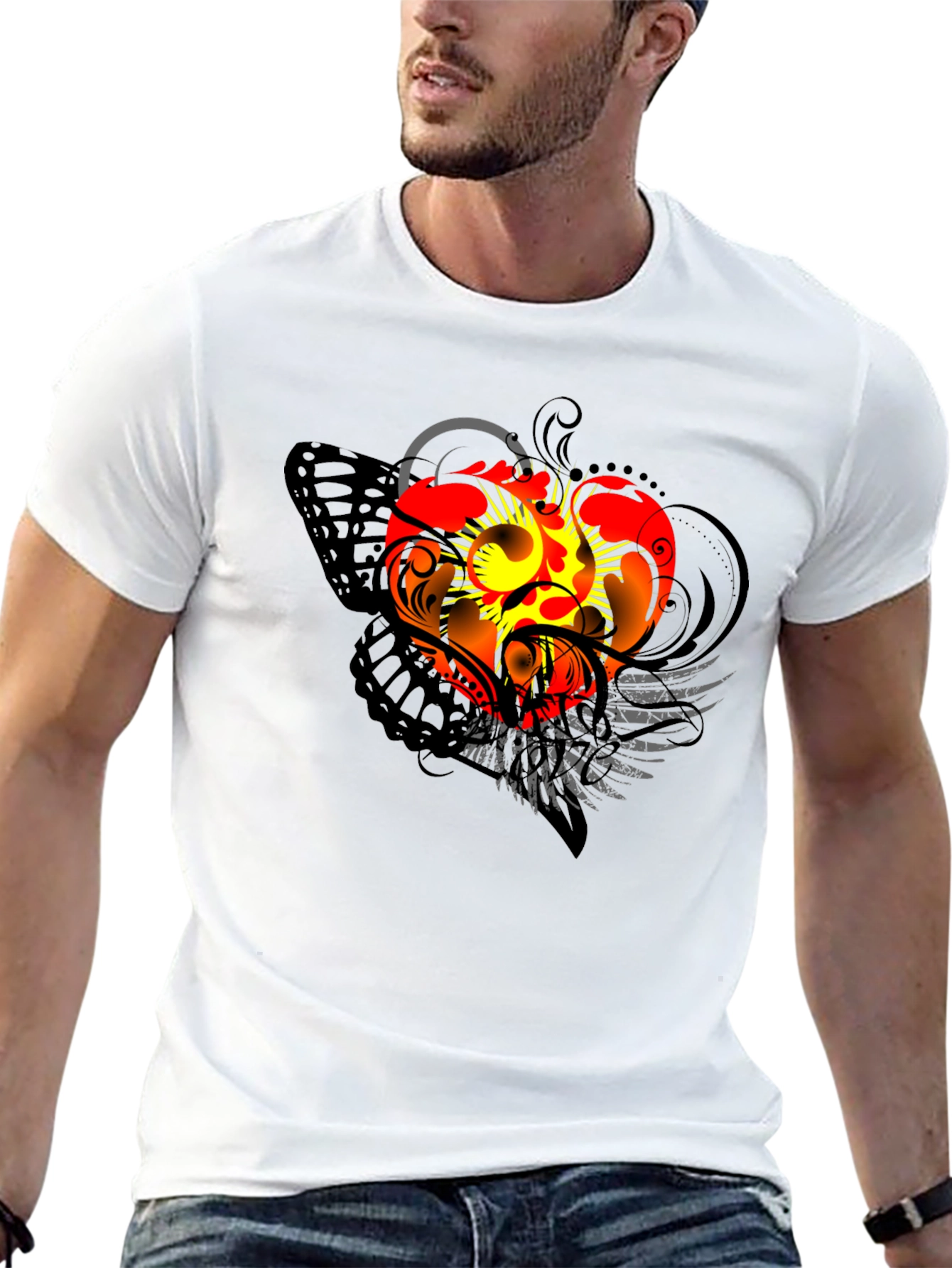Winged Heart Graphic Black T-Shirt