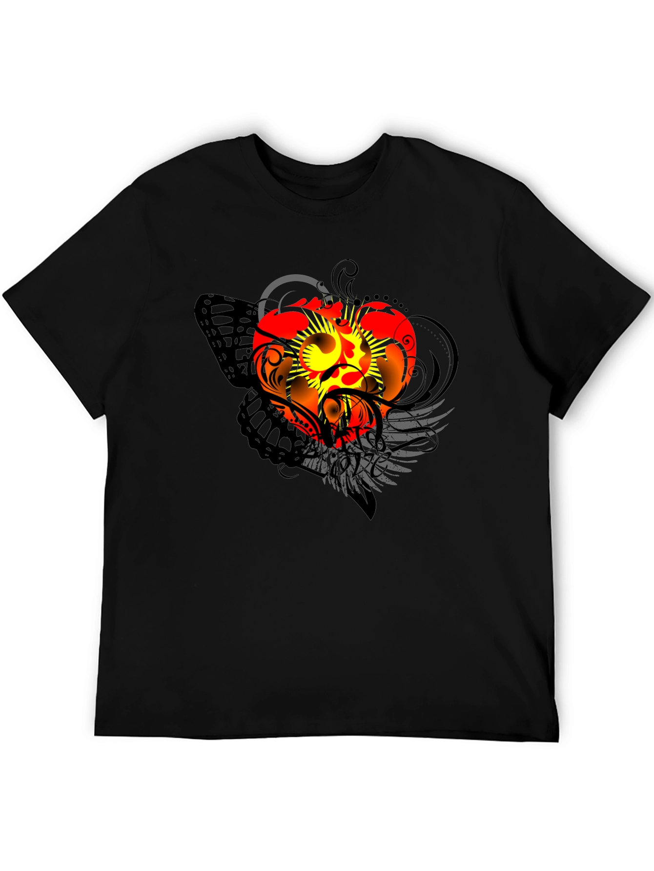 Winged Heart Graphic Black T-Shirt