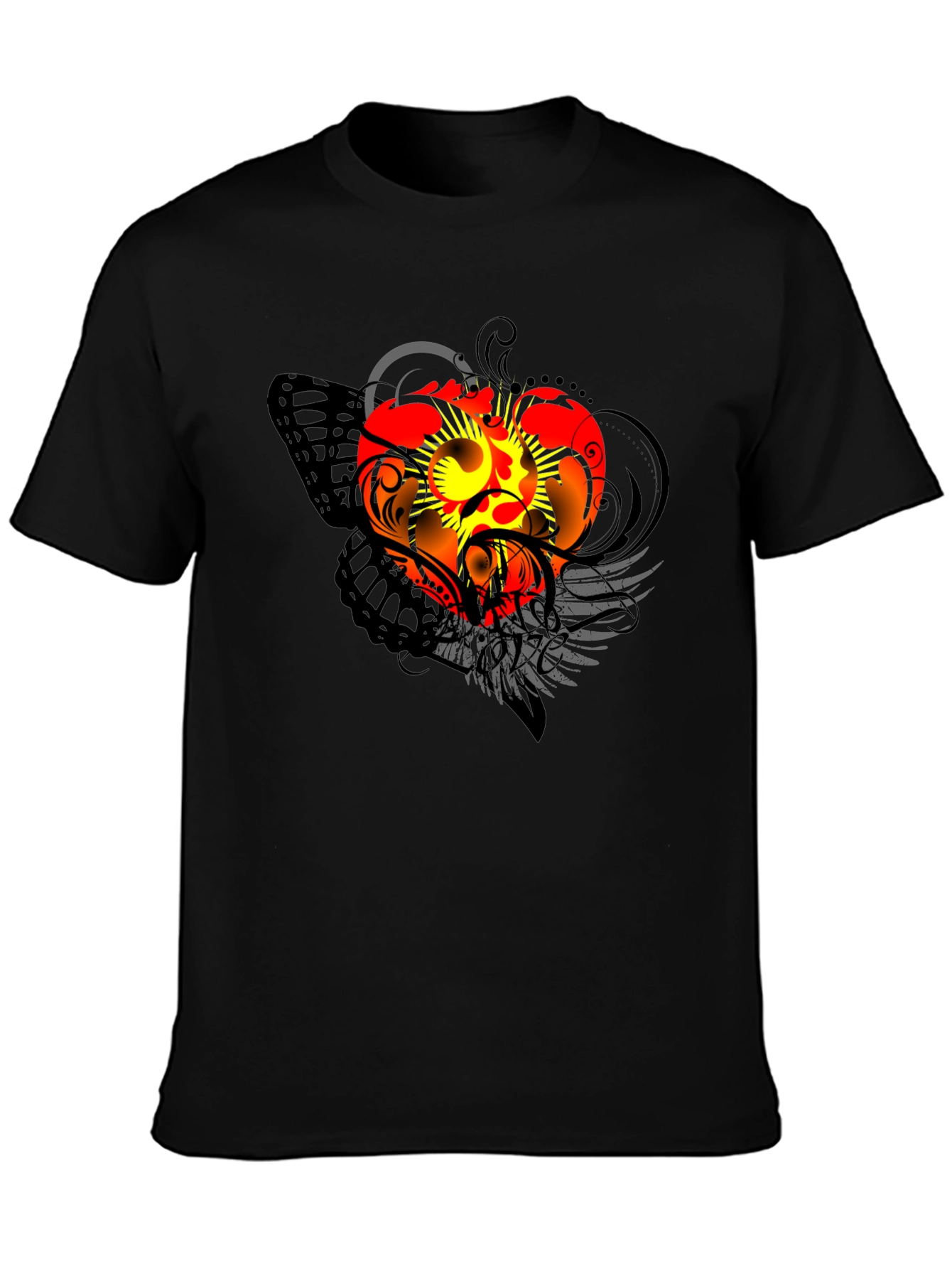 Winged Heart Graphic Black T-Shirt