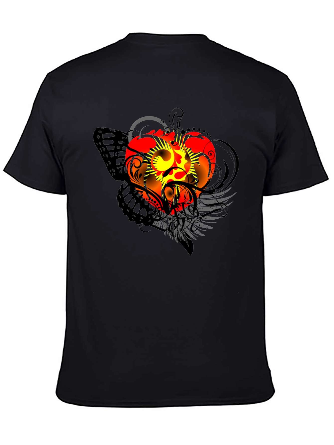 Winged Heart Graphic Black T-Shirt