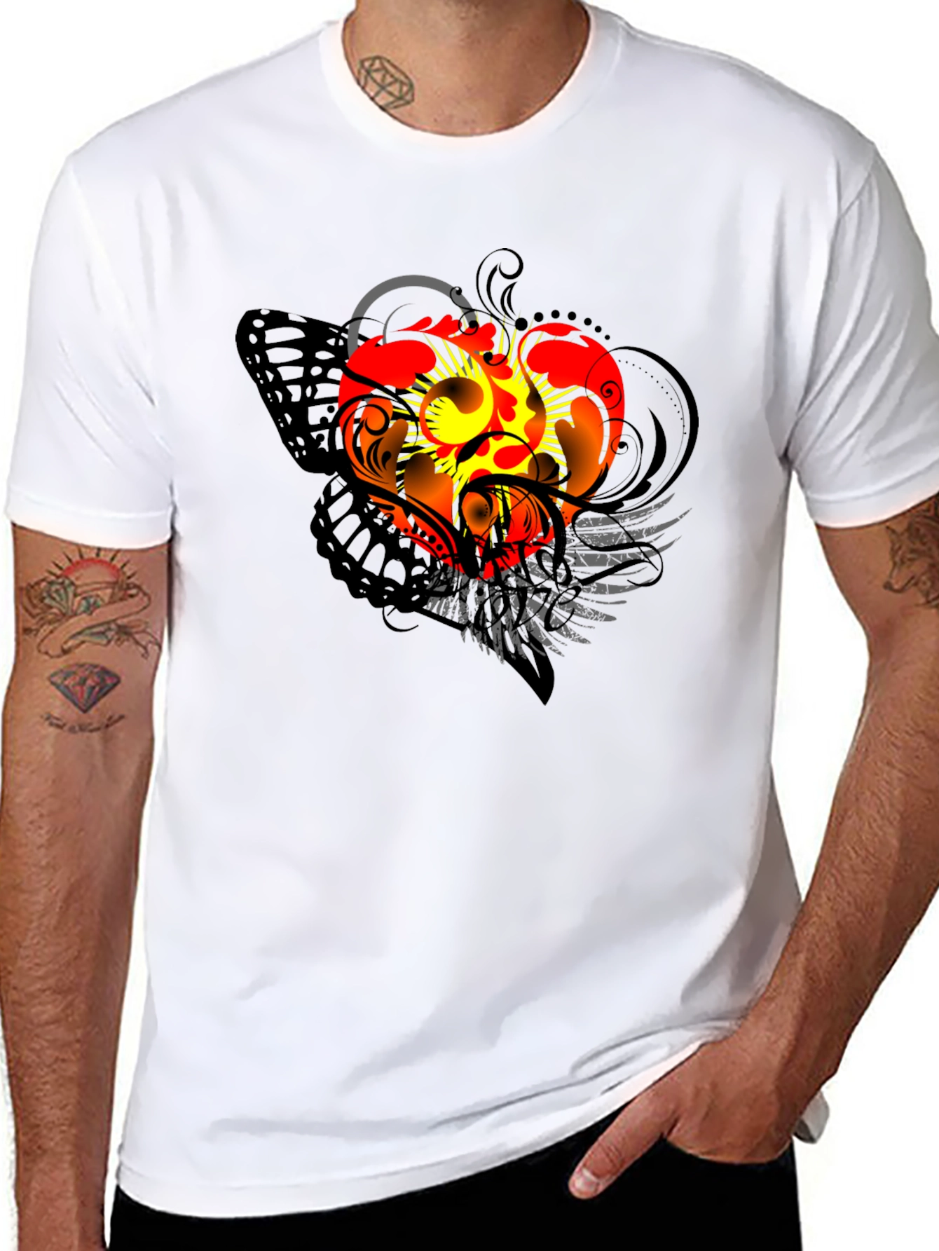 Winged Heart Graphic Black T-Shirt