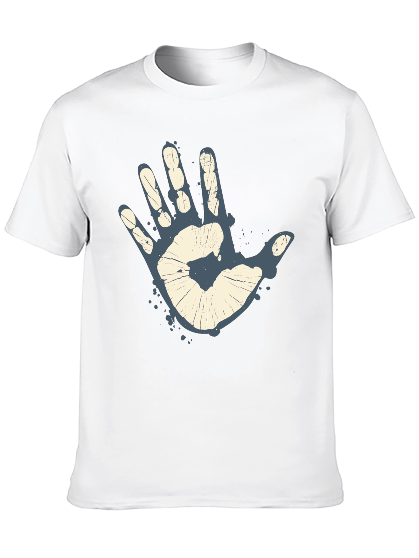 Retro Handprint Graphic Mens Black T-Shirt