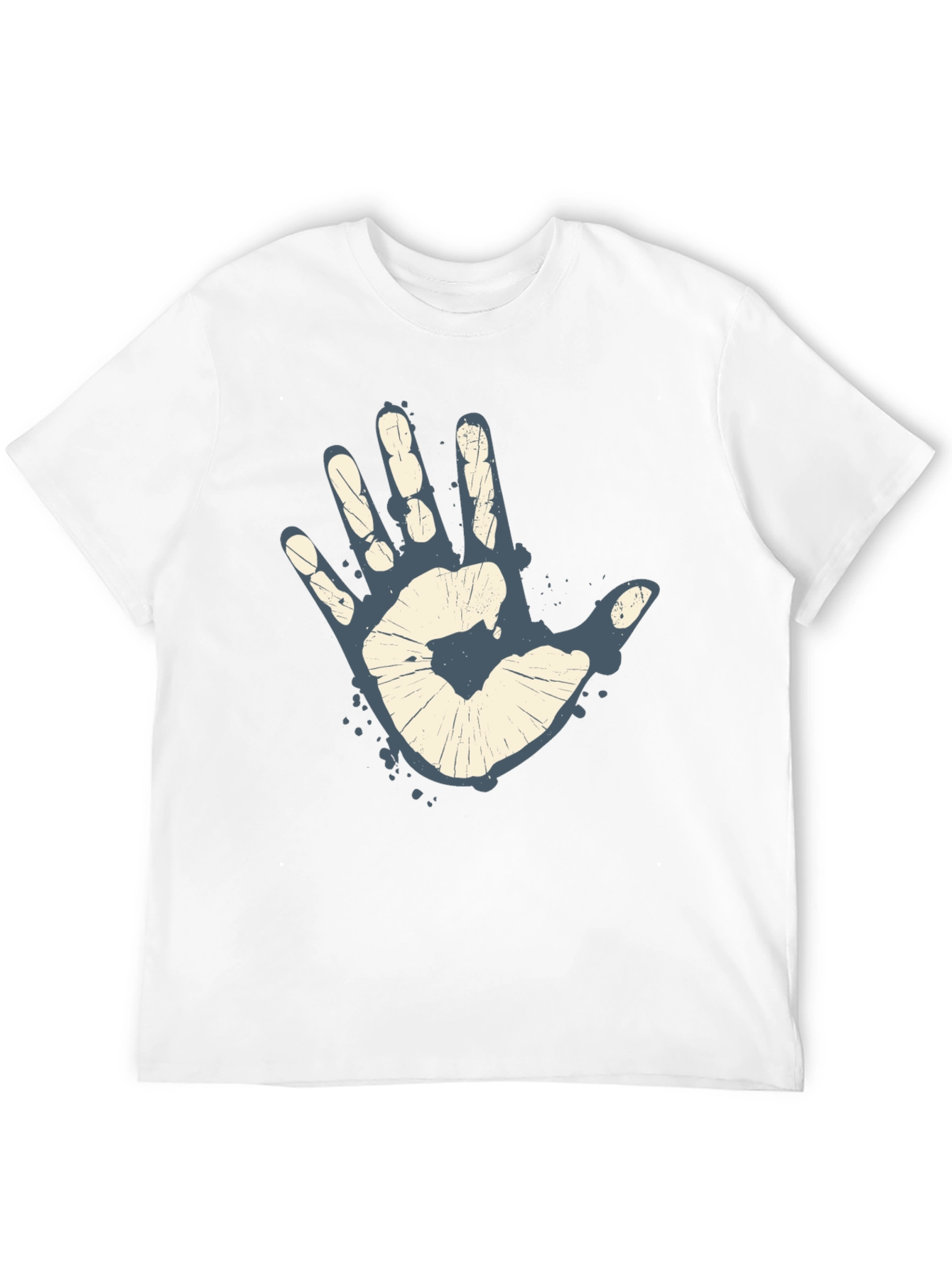 Retro Handprint Graphic Mens Black T-Shirt