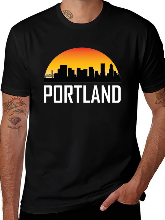 Portland Skyline Graphic Tee - Black