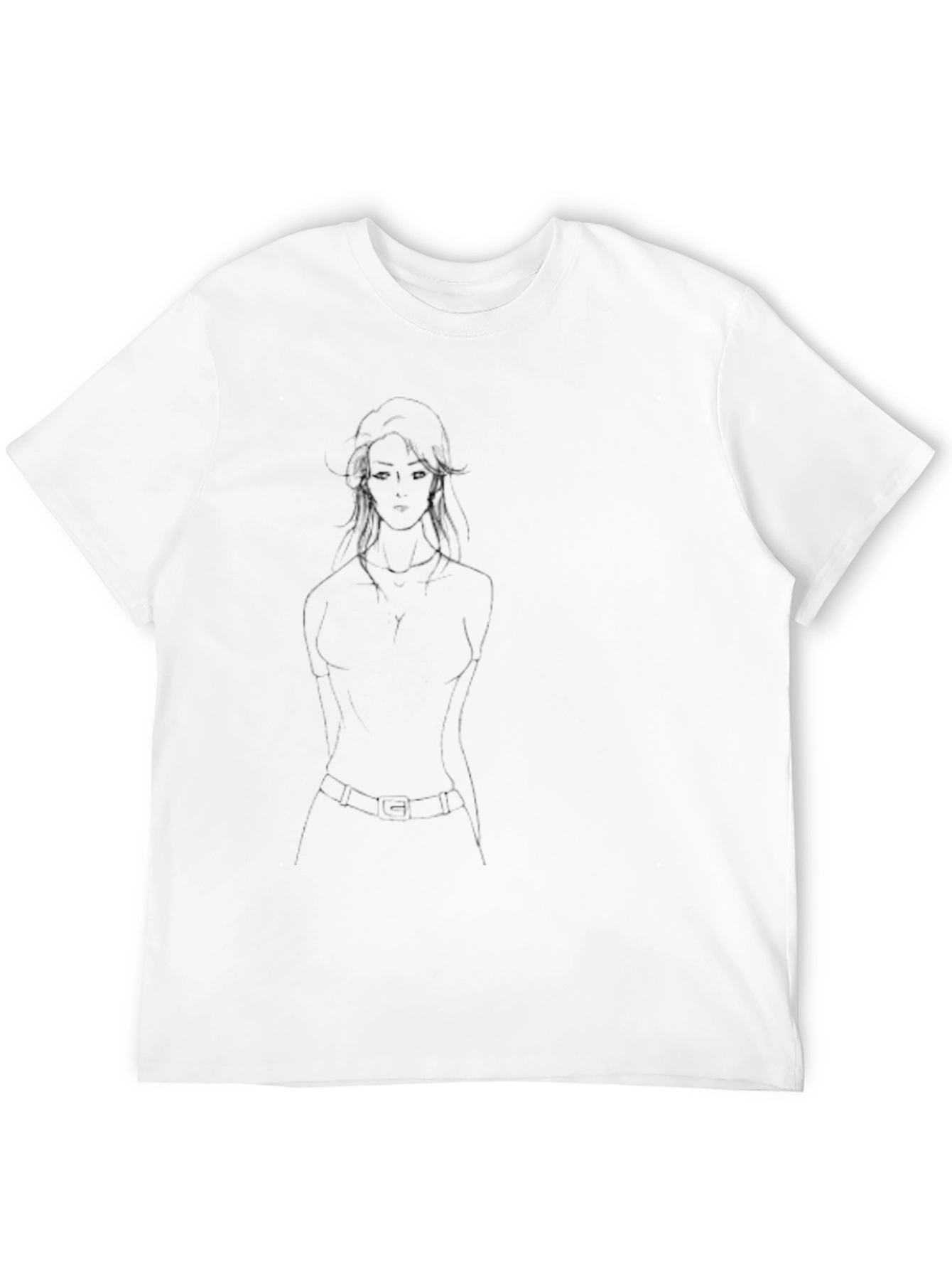 Abstract Silhouette Graphic T-Shirt - Black Cotton Blend