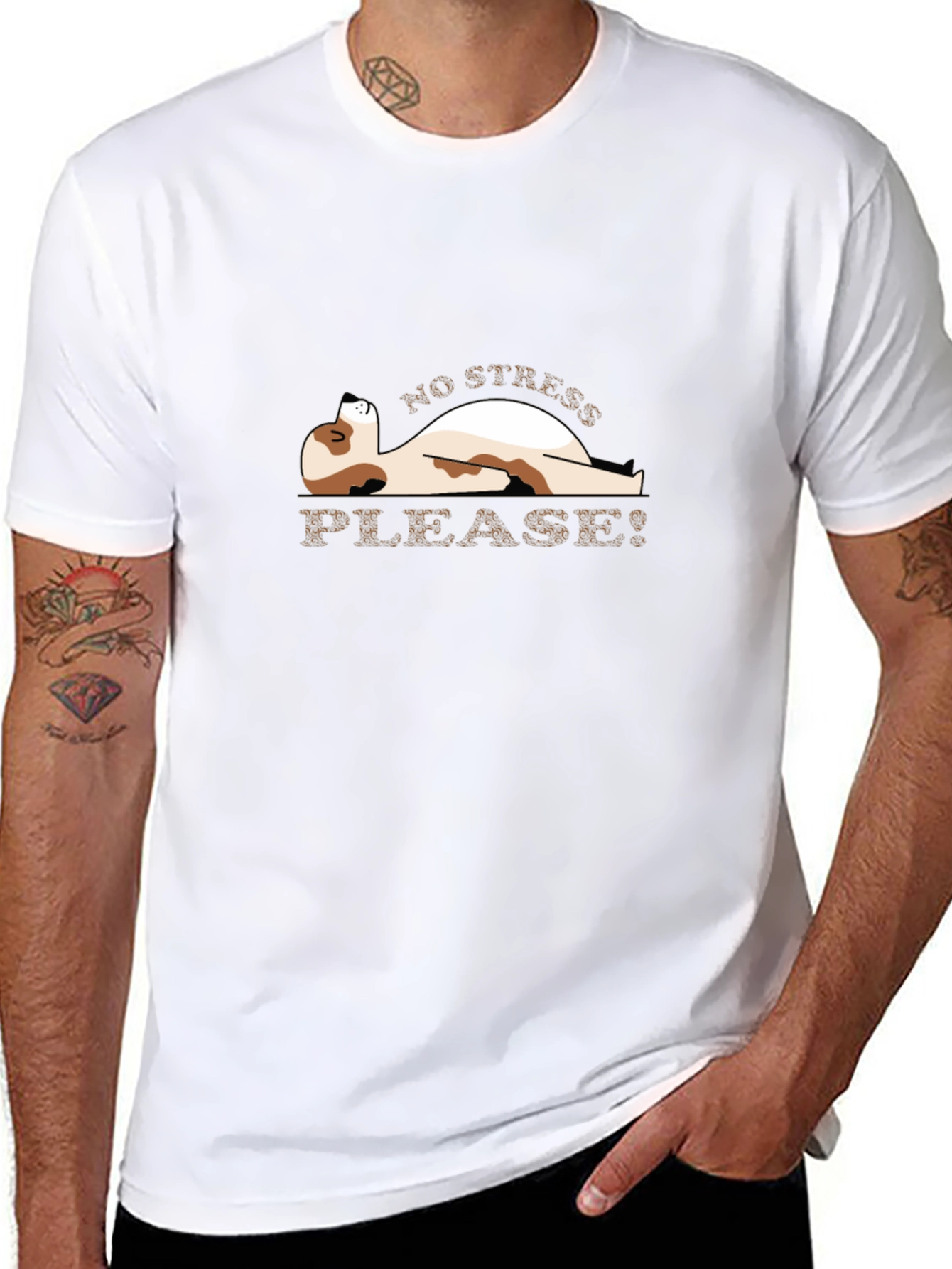 Relaxed Dog Graphic T-Shirt - No Stress Please