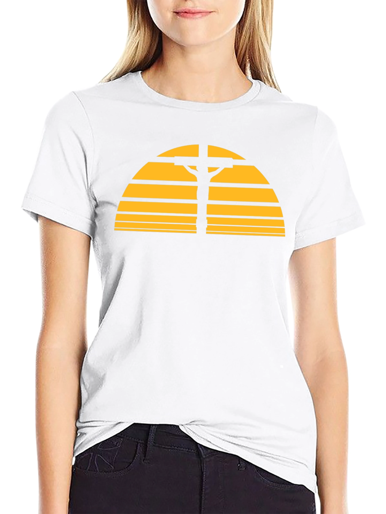 Retro Sunset Cross Graphic T-Shirt