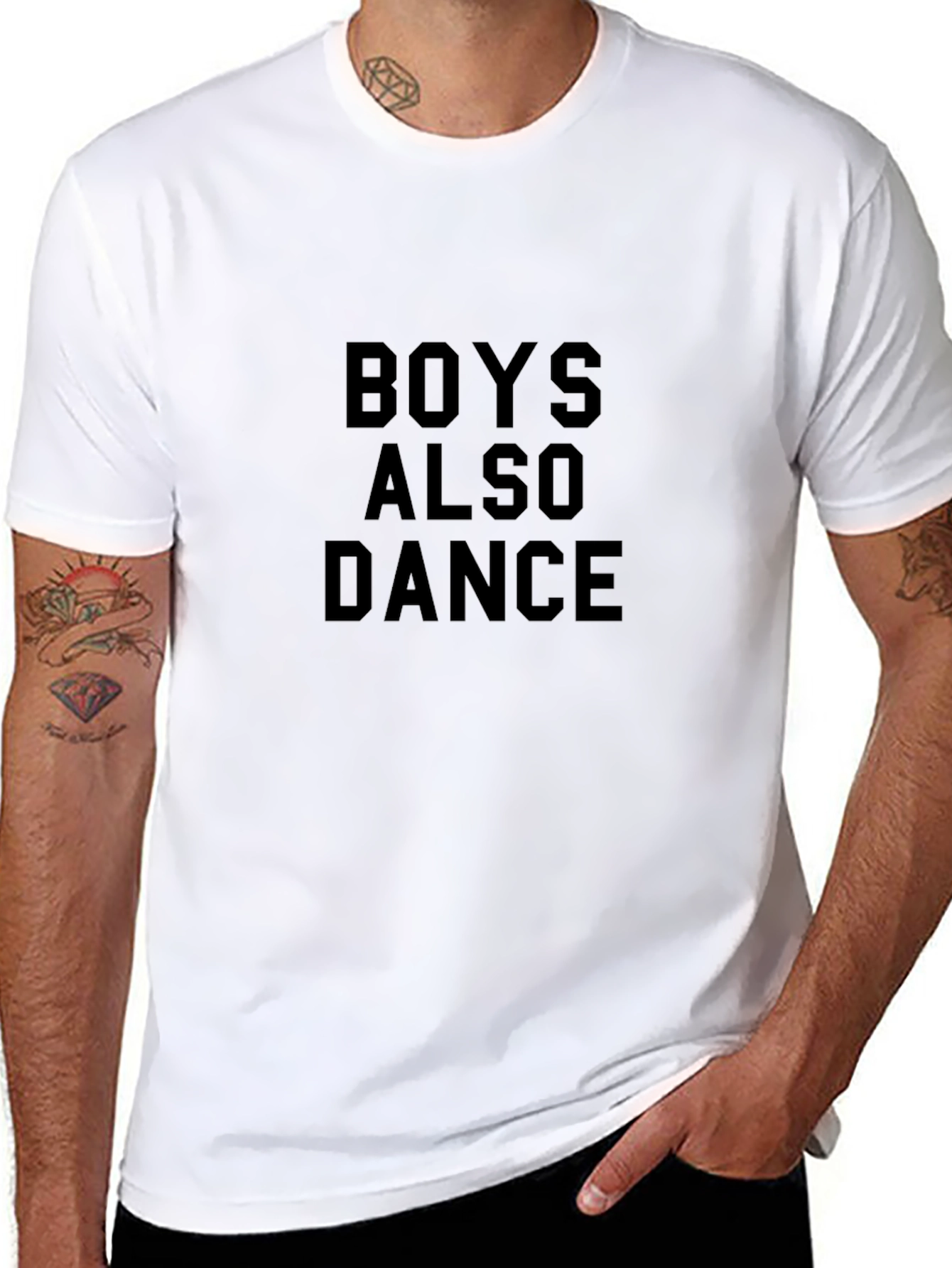 Boys Also Dance Graphic Tee - Black Cotton T-Shirt