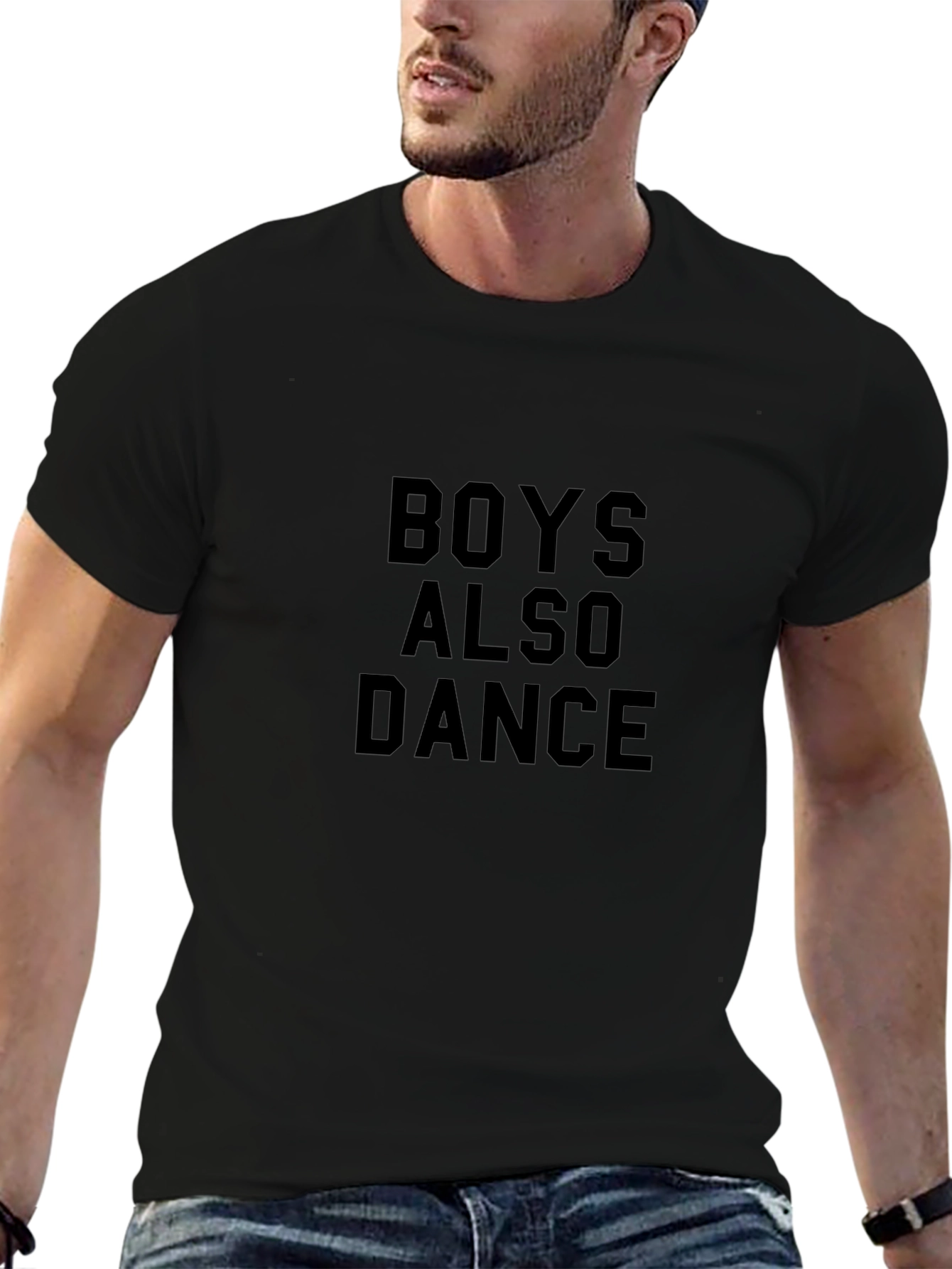 Boys Also Dance Graphic Tee - Black Cotton T-Shirt
