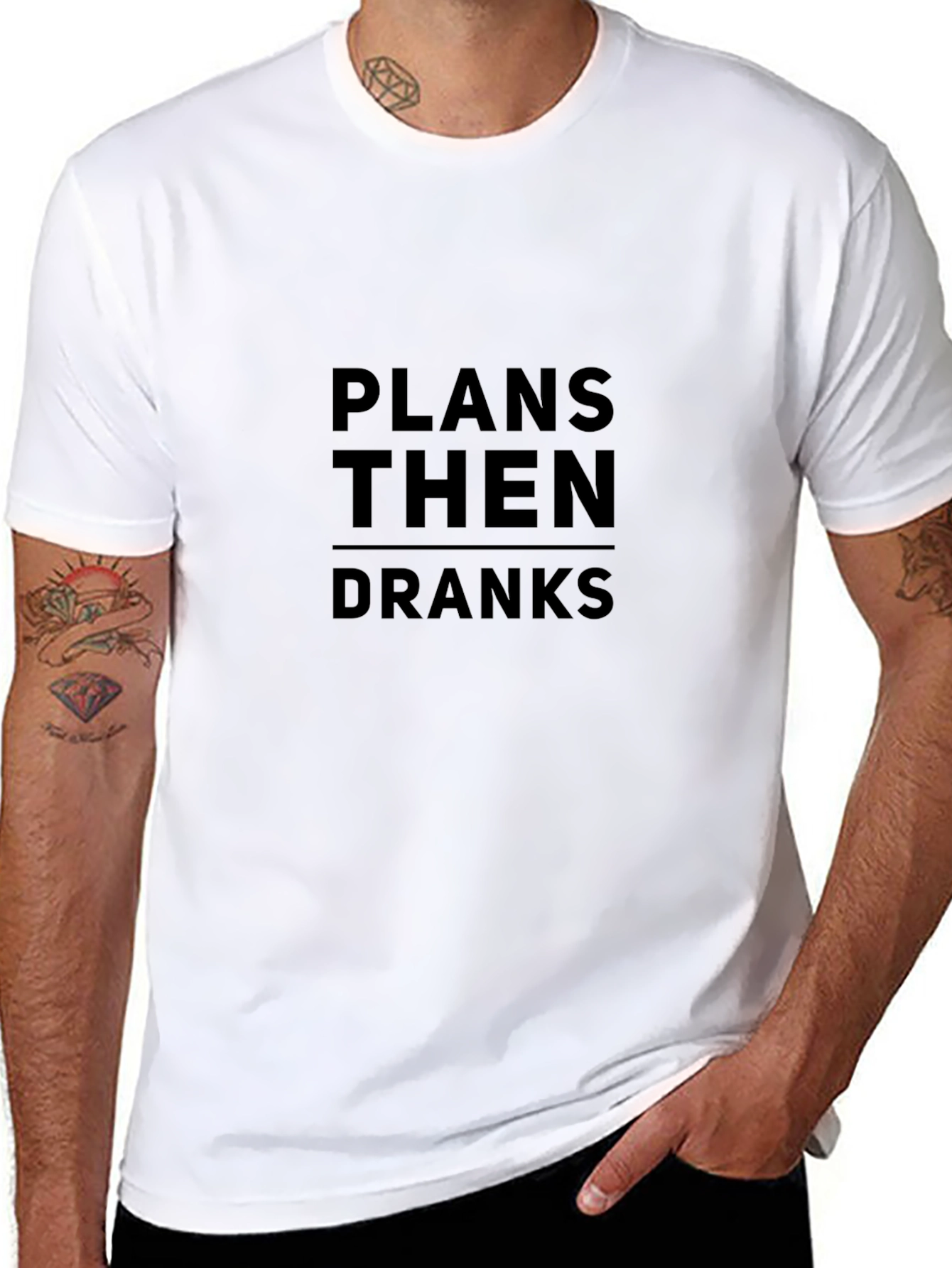 Plans Then Dranks Graphic Tee - Black Casual T-Shirt