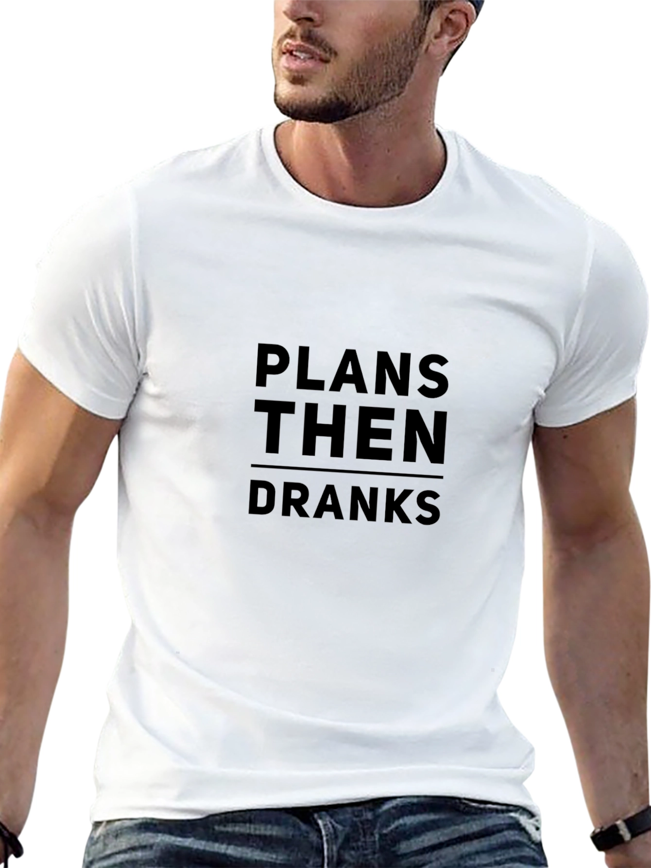 Plans Then Dranks Graphic Tee - Black Casual T-Shirt