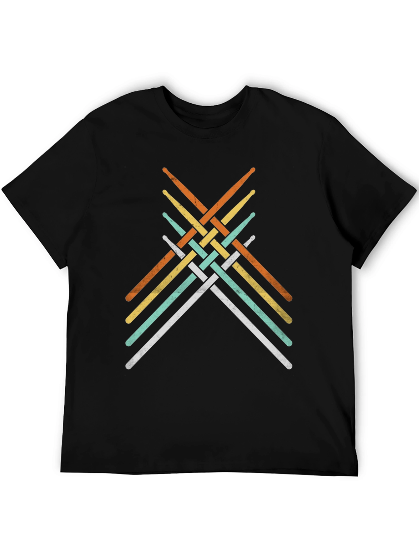 Retro Drumsticks Woven Graphic T-Shirt