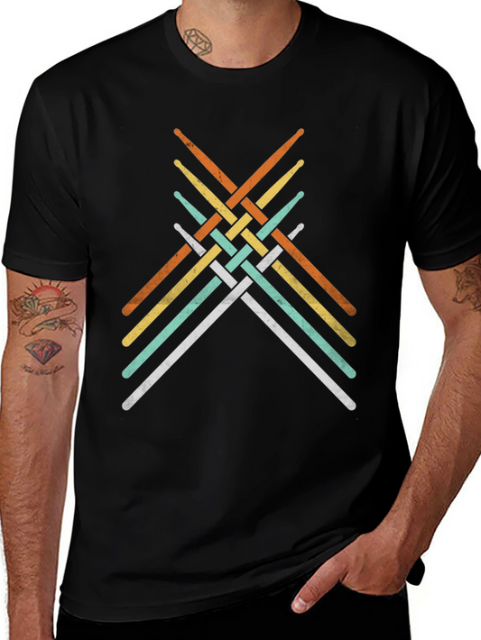 Retro Drumsticks Woven Graphic T-Shirt