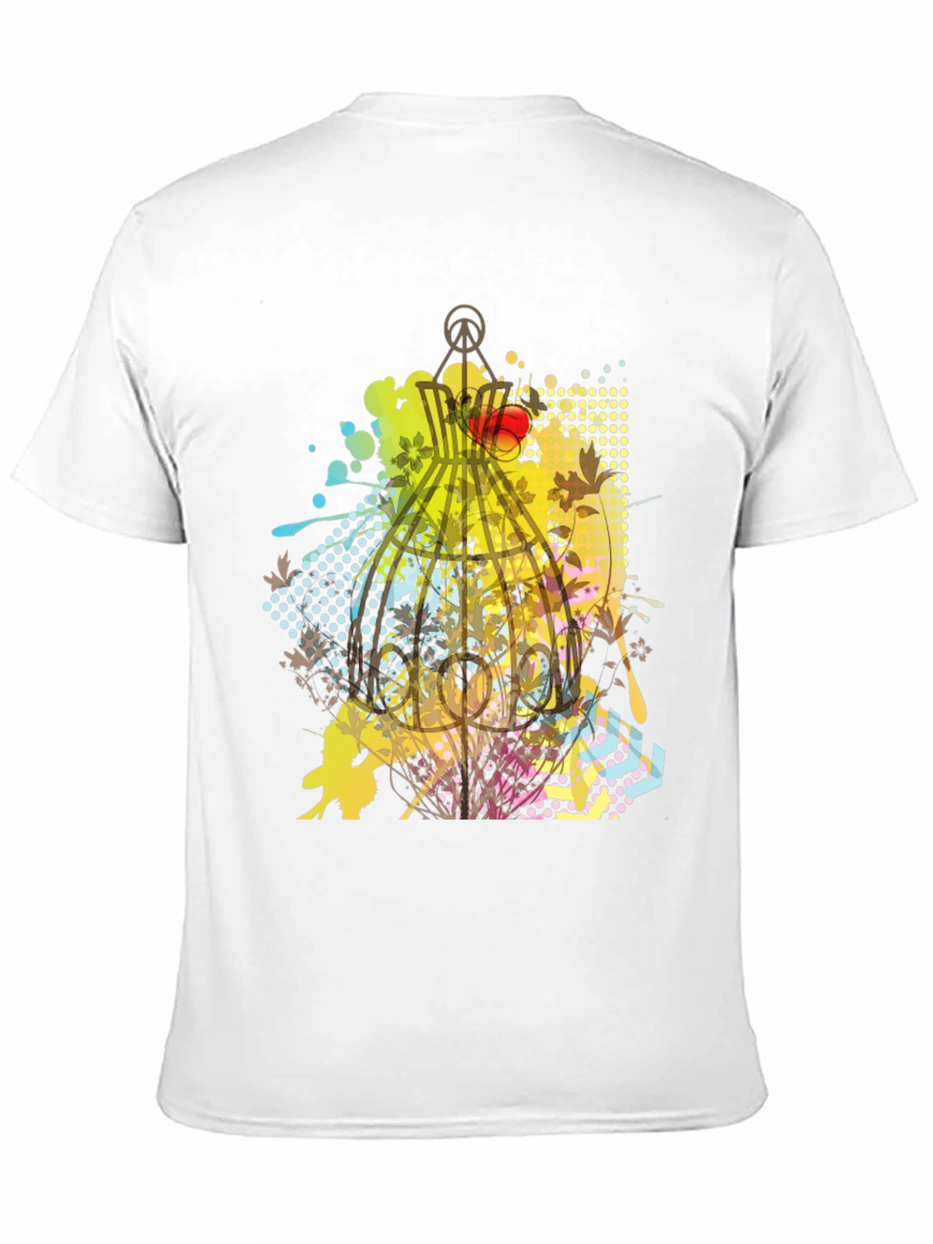 Graphic Birdcage T-Shirt - Artistic Design