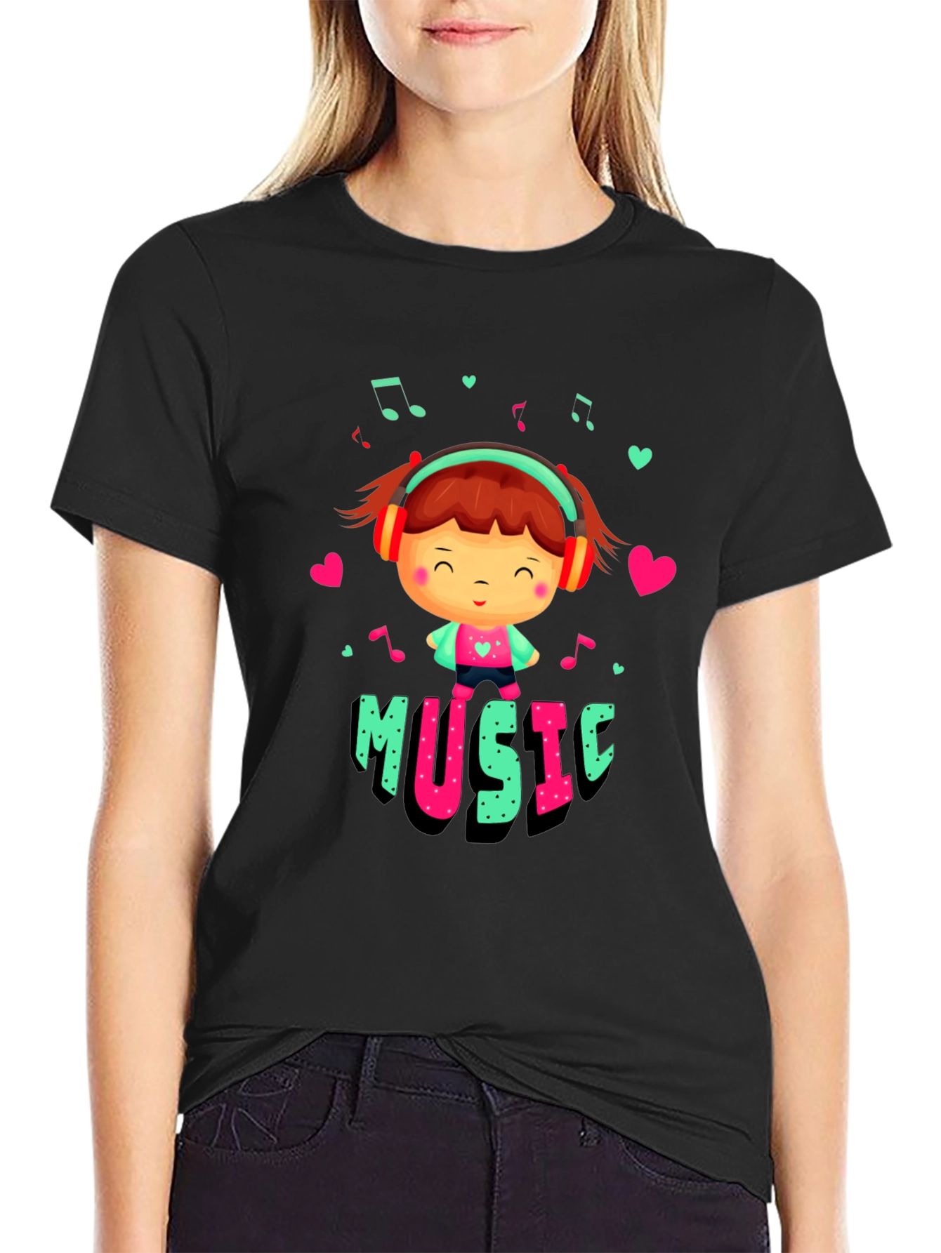 Cute Music Lover Graphic T-Shirt