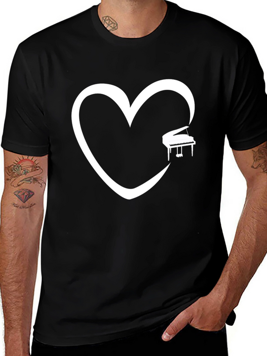 Piano Heart Black T-Shirt