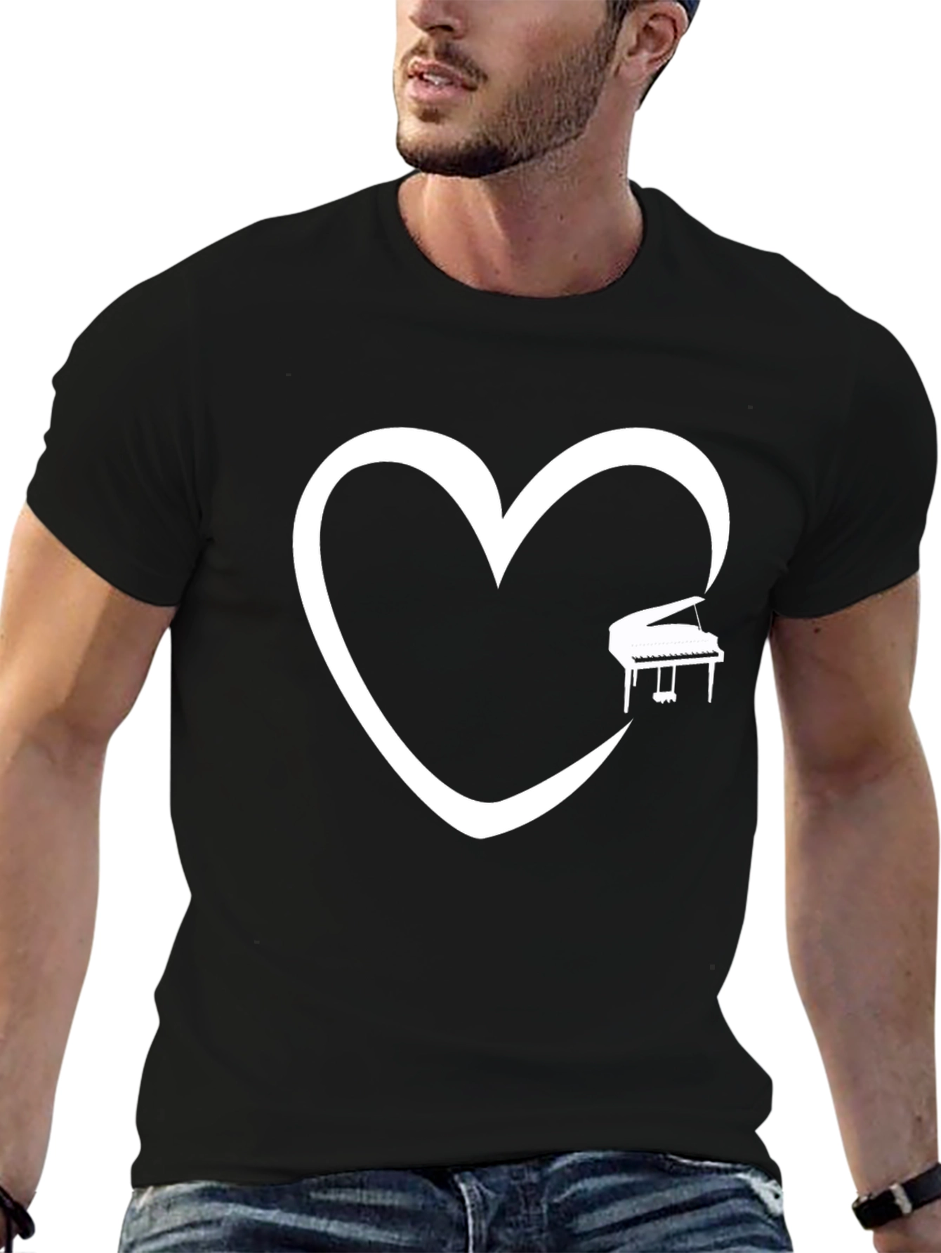 Piano Heart Black T-Shirt