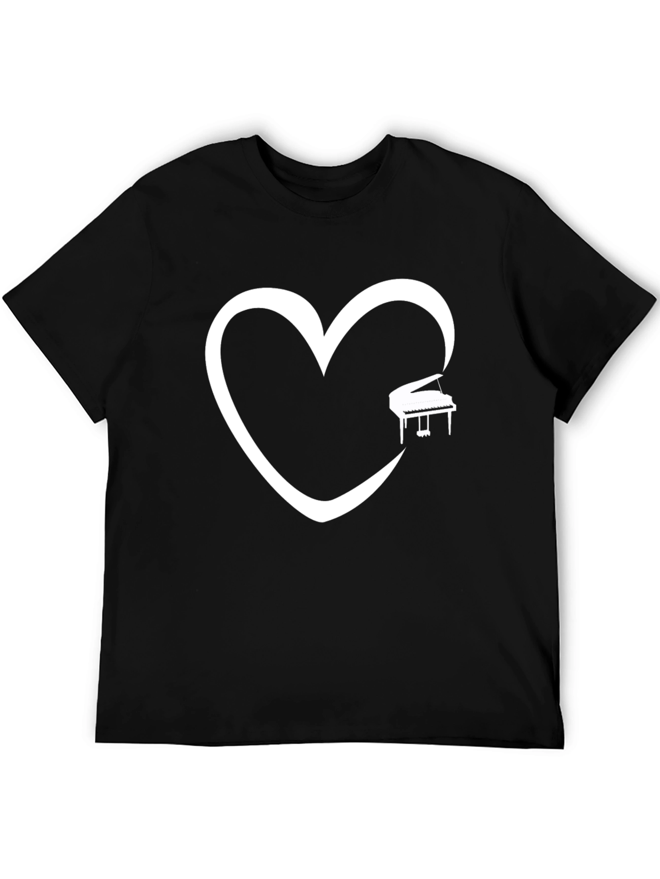 Piano Heart Black T-Shirt