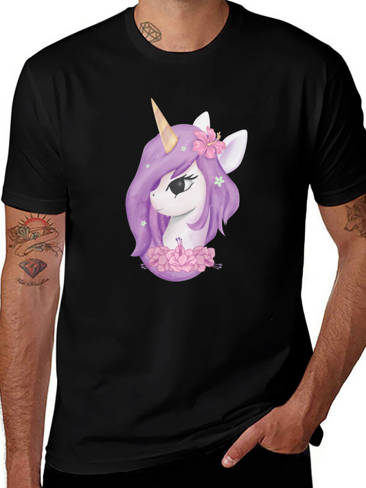 Unicorn Graphic Tee - Black Cotton T-Shirt