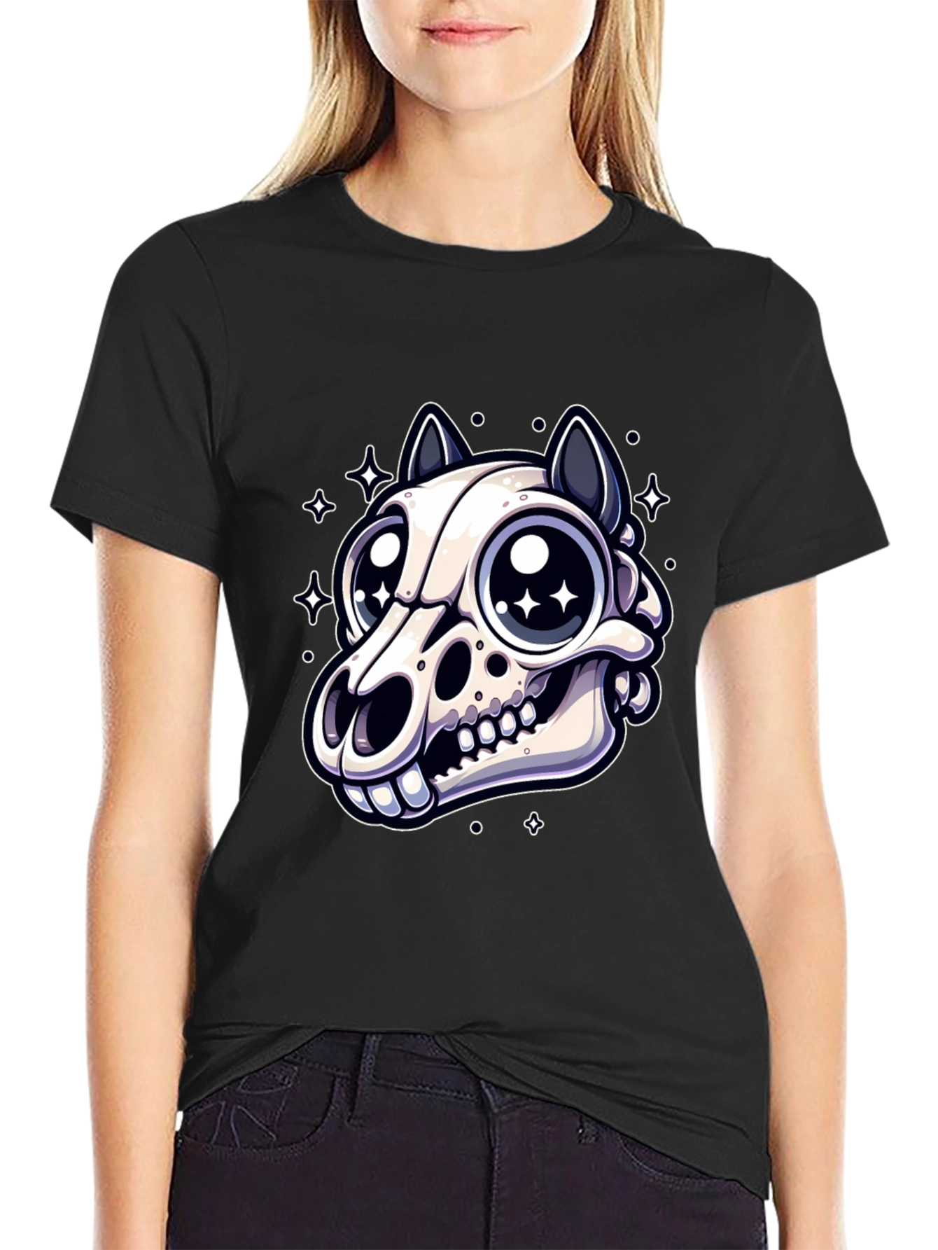 Skull Cat Graphic Tee - Cute & Edgy Style