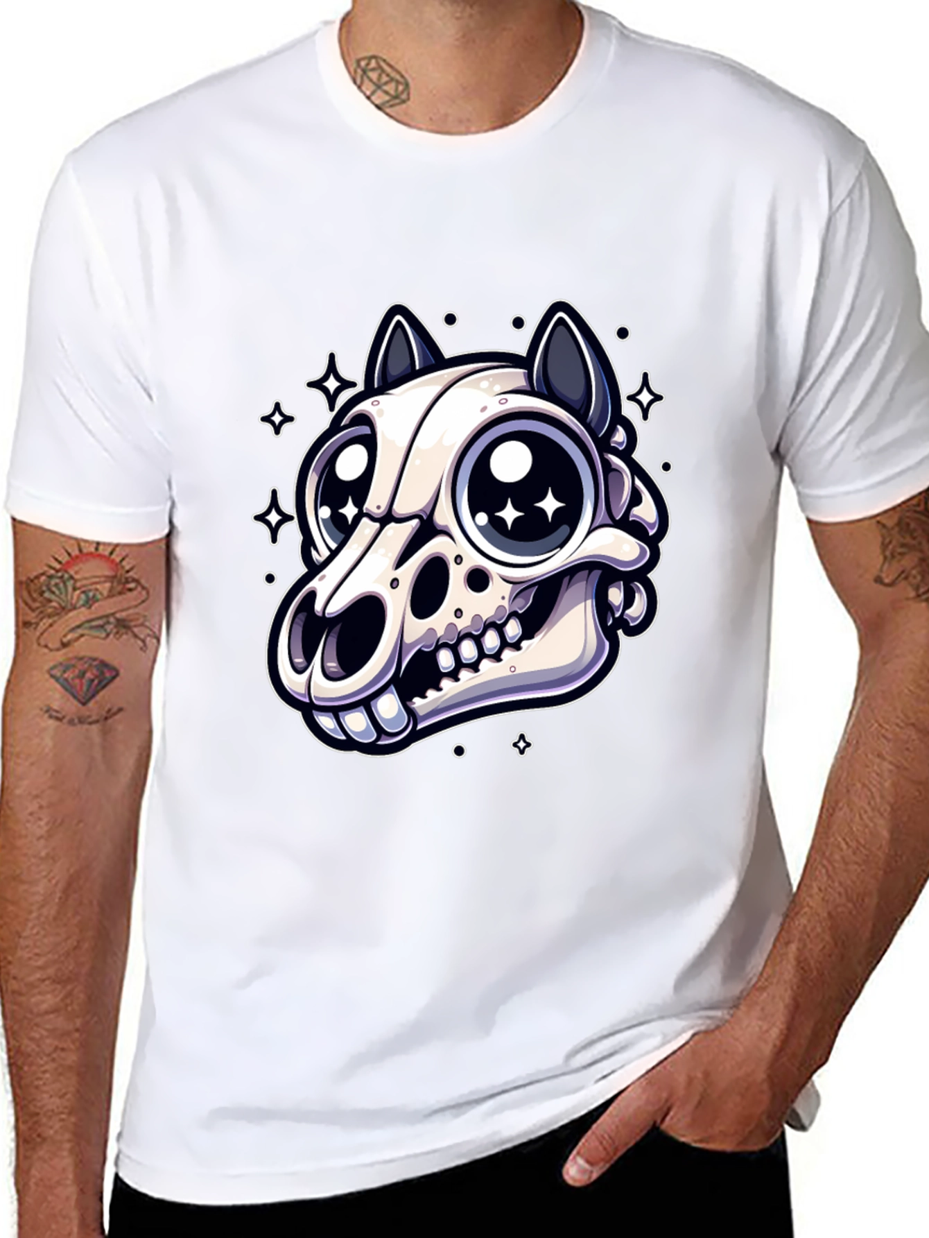 Skull Cat Graphic Tee - Cute & Edgy Style