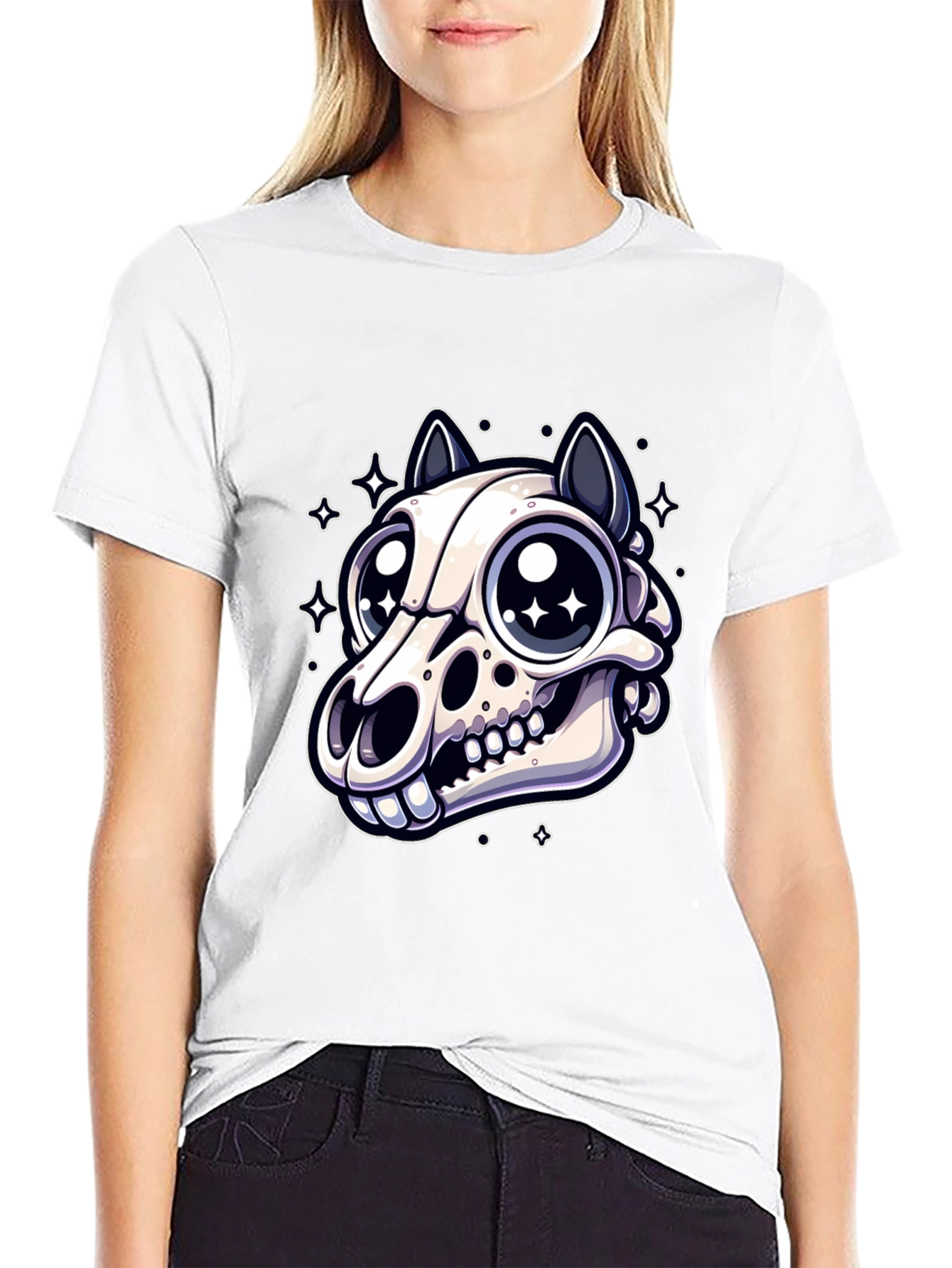 Skull Cat Graphic Tee - Cute & Edgy Style