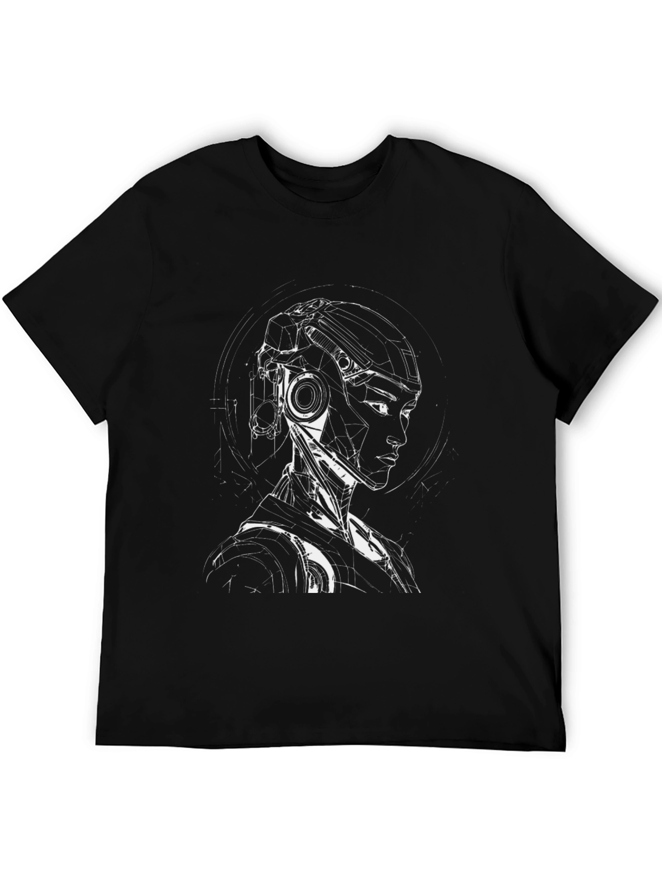 Cyberpunk Robot Graphic T-Shirt - Black