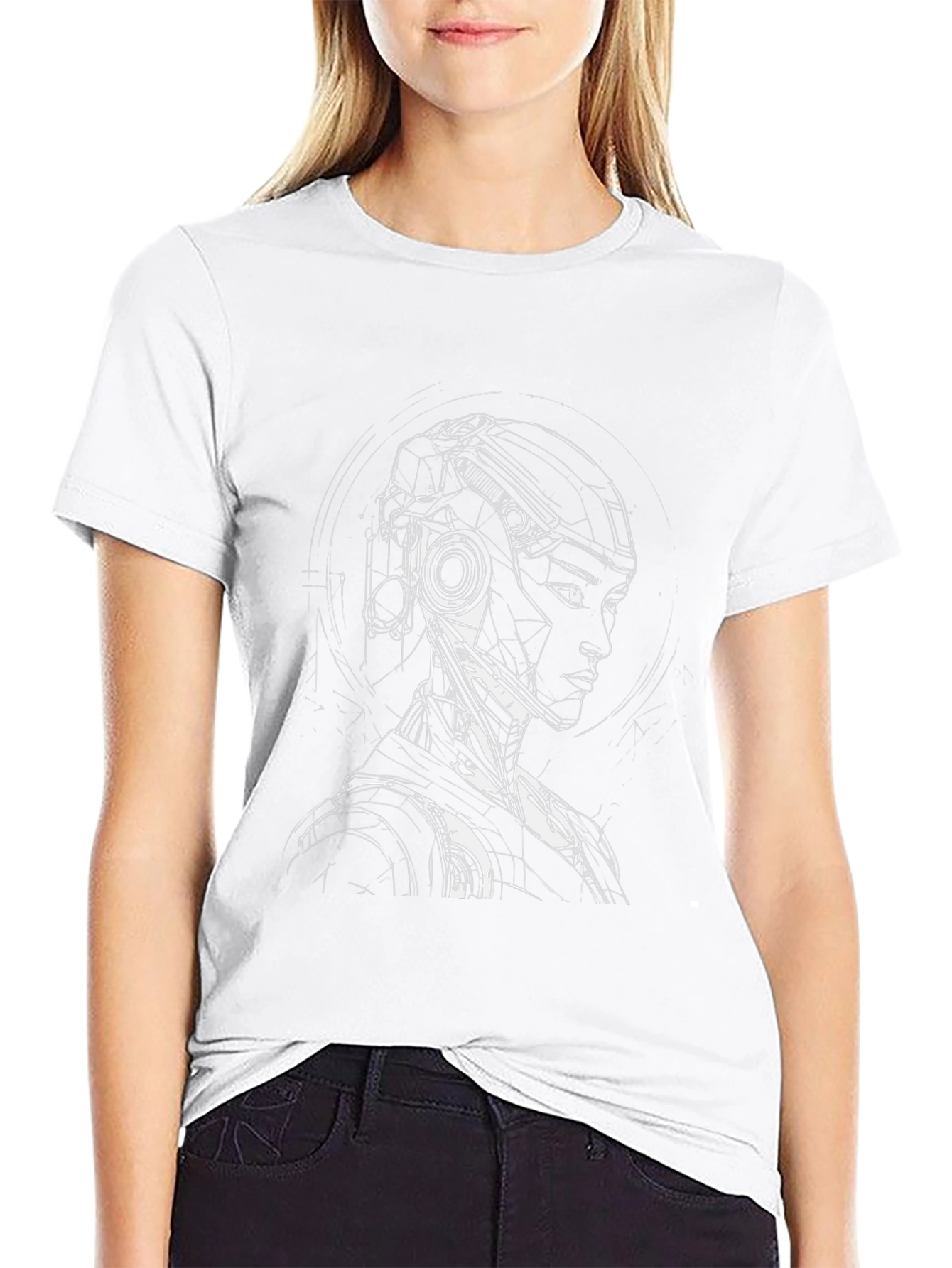 Cyberpunk Robot Graphic T-Shirt - Black