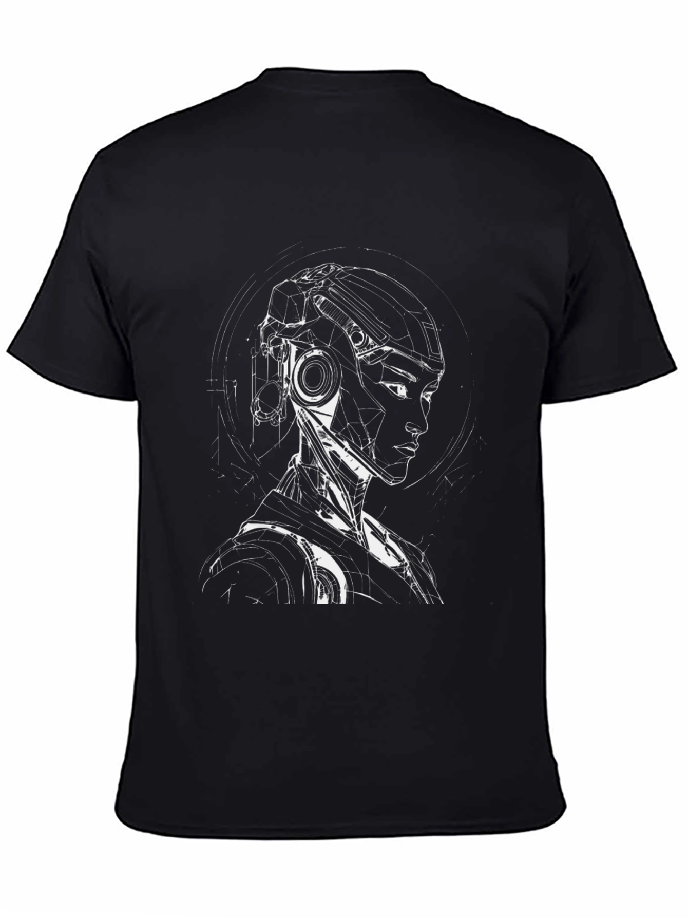 Cyberpunk Robot Graphic T-Shirt - Black