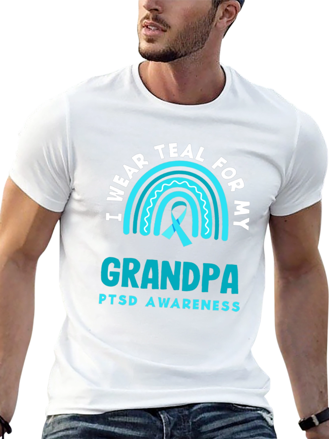 Teal Grandpa PTSD Awareness T-Shirt