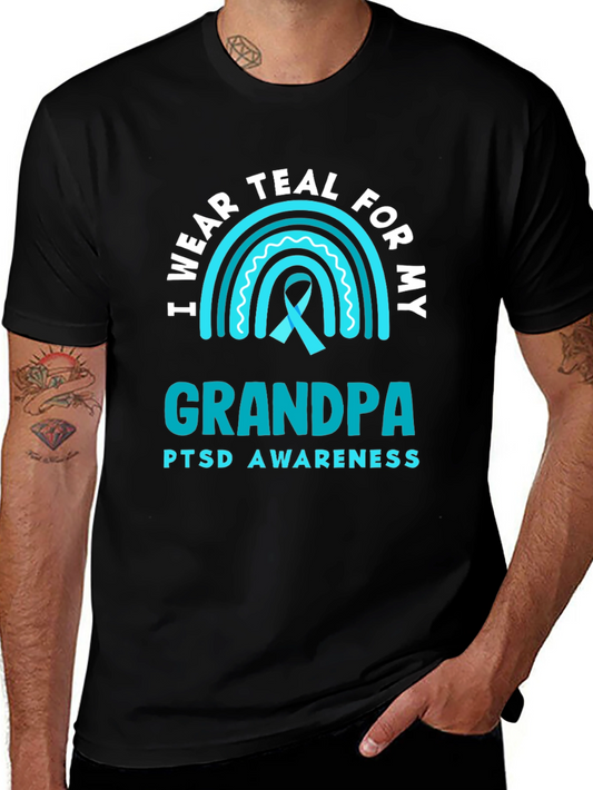Teal Grandpa PTSD Awareness T-Shirt