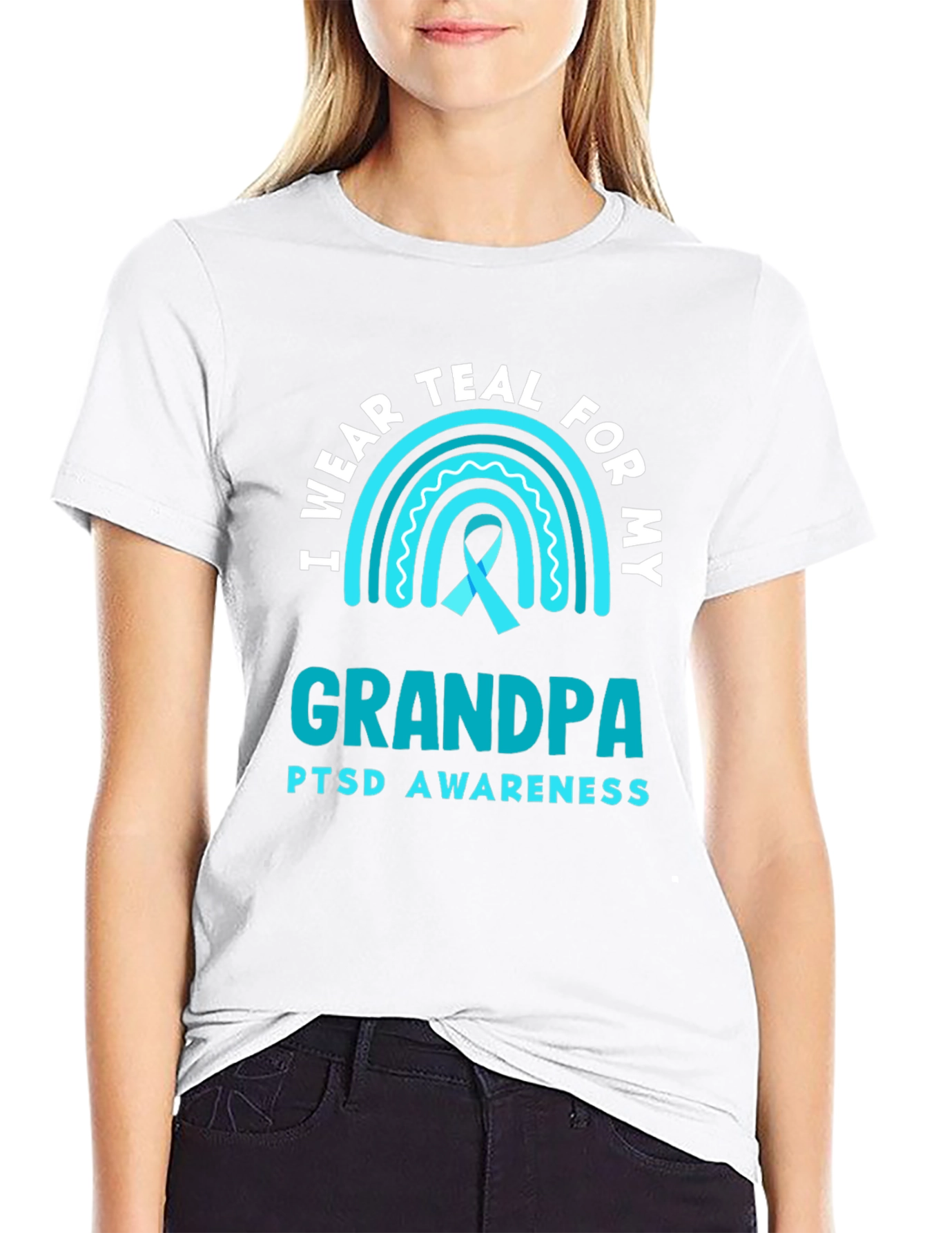 Teal Grandpa PTSD Awareness T-Shirt
