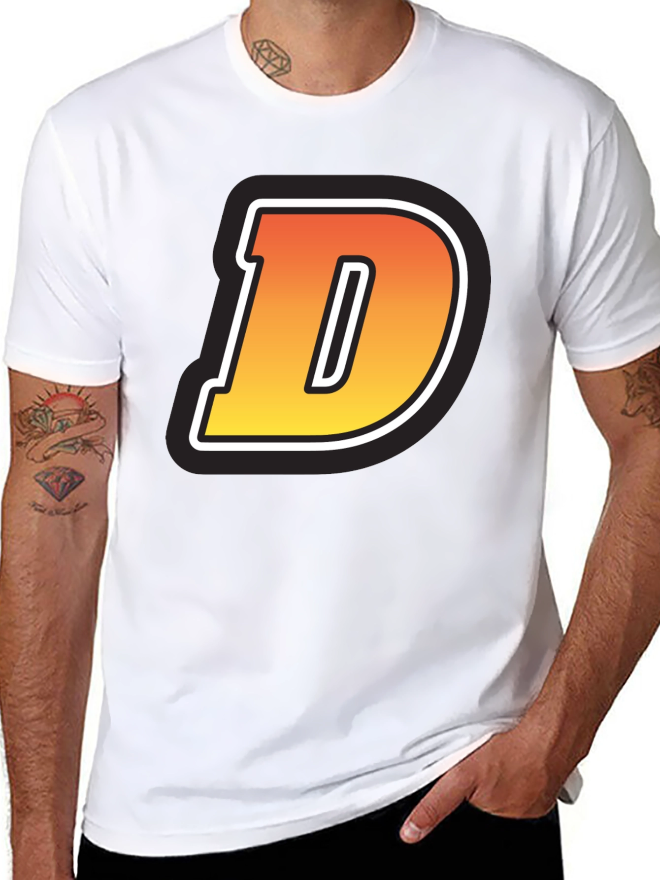 Bold Letter D Graphic Tee - Casual Style