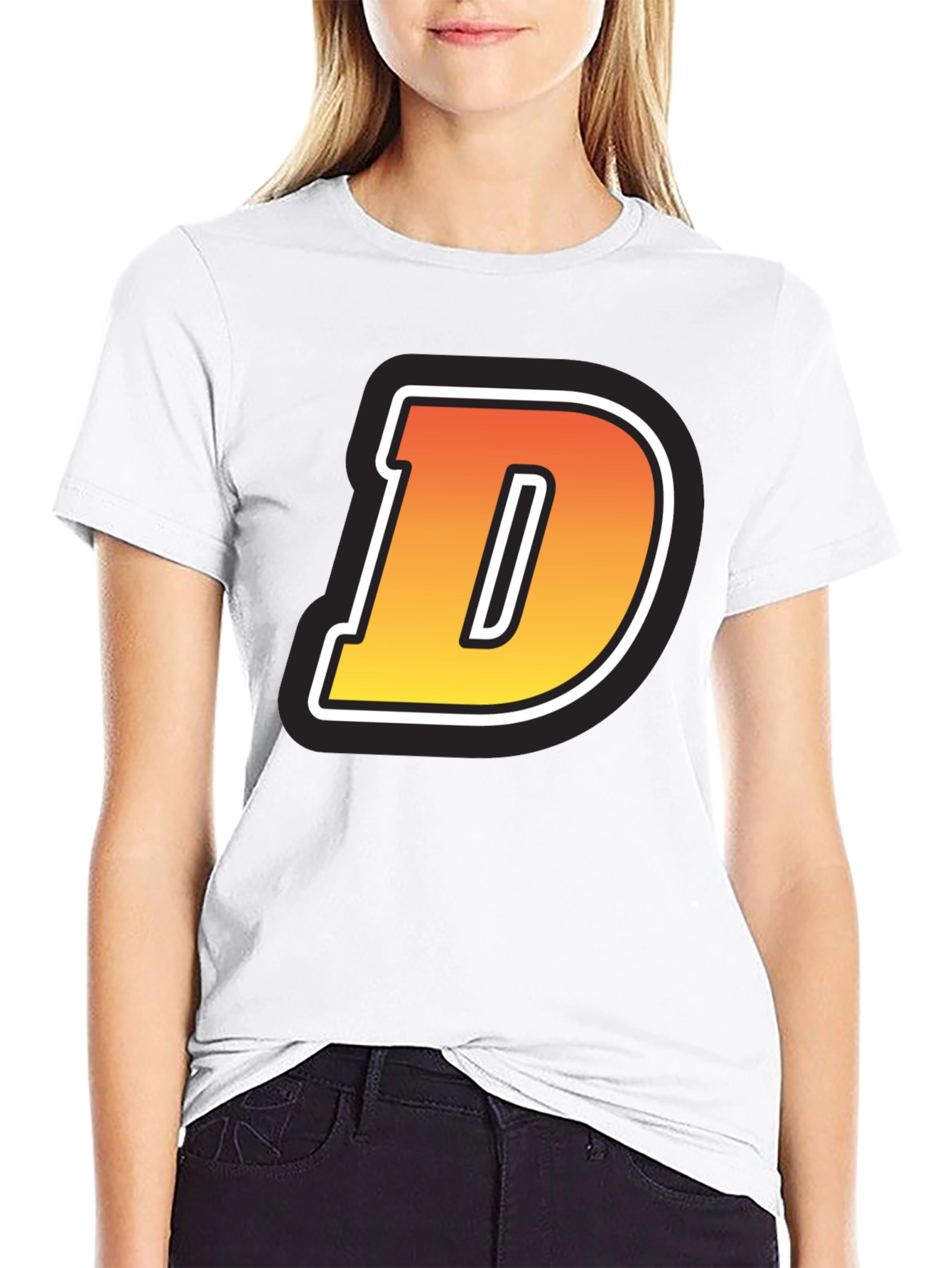 Bold Letter D Graphic Tee - Casual Style