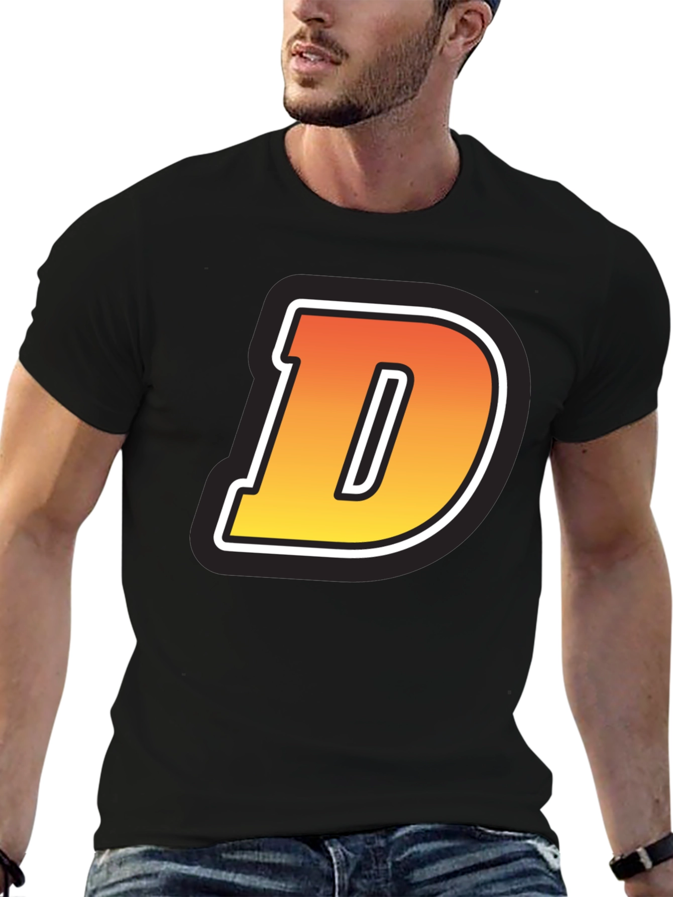 Bold Letter D Graphic Tee - Casual Style