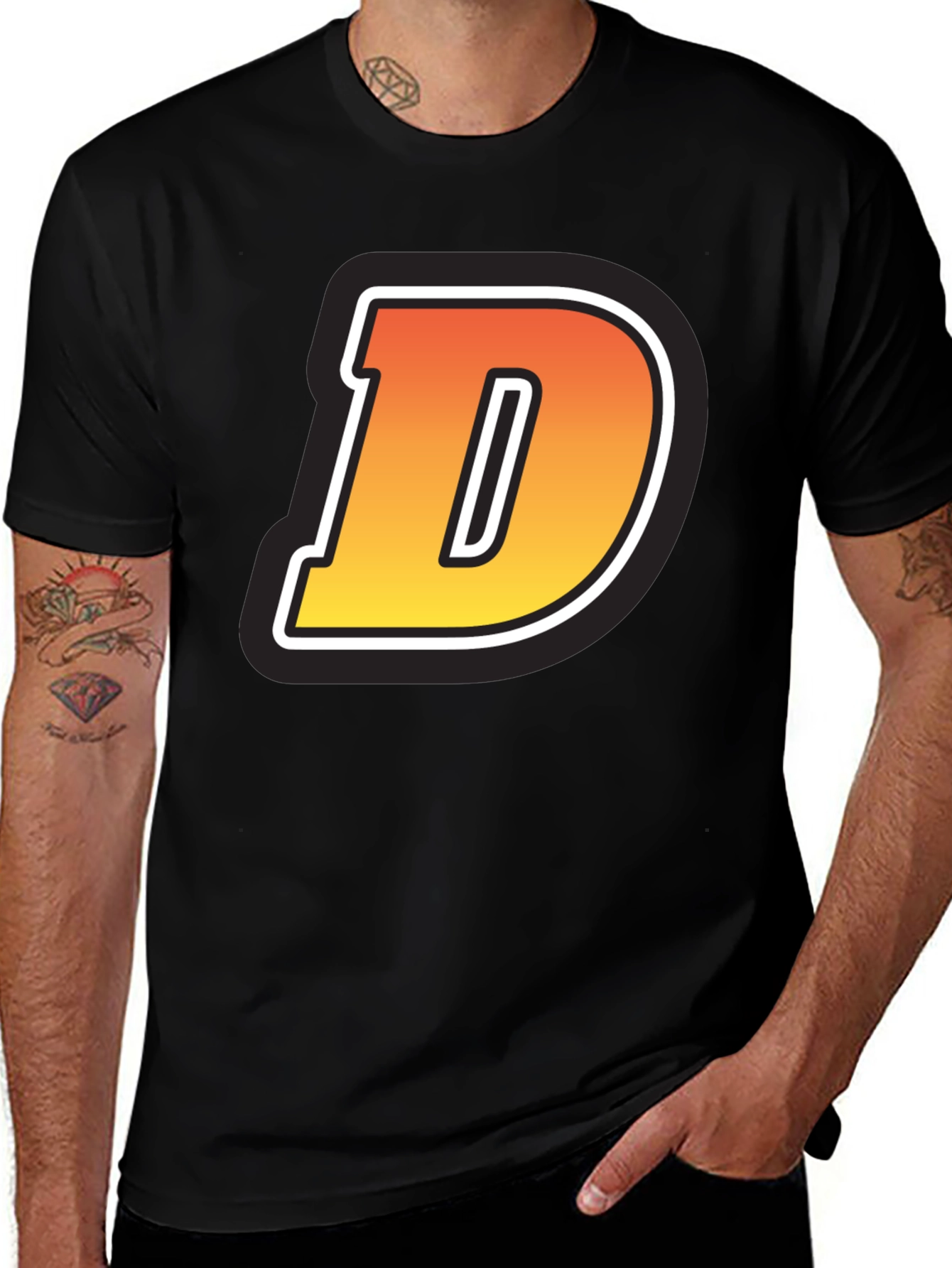 Bold Letter D Graphic Tee - Casual Style
