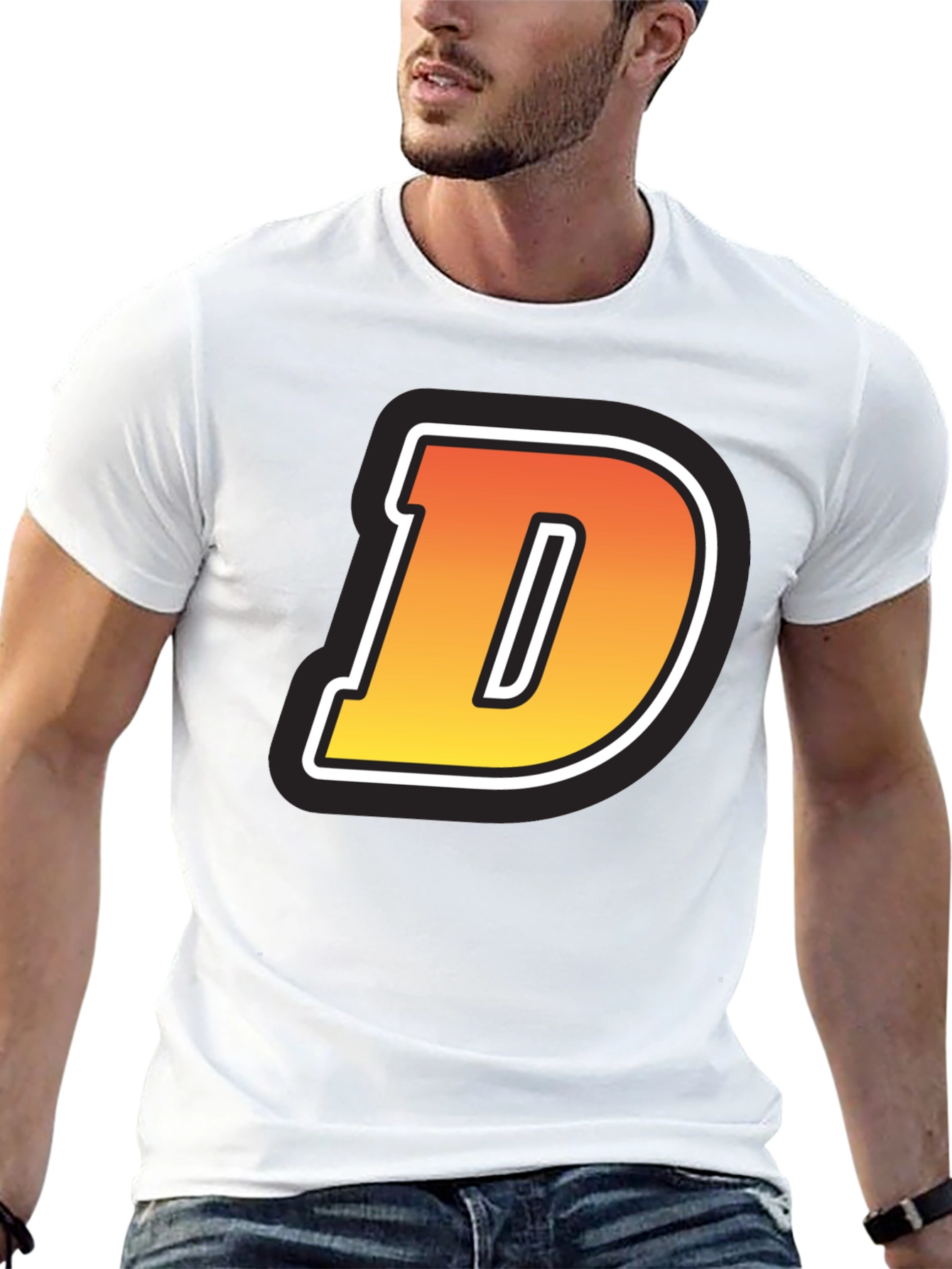Bold Letter D Graphic Tee - Casual Style