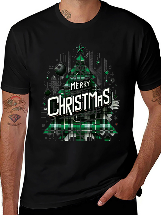Merry Christmas Plaid Tree Graphic Tee
